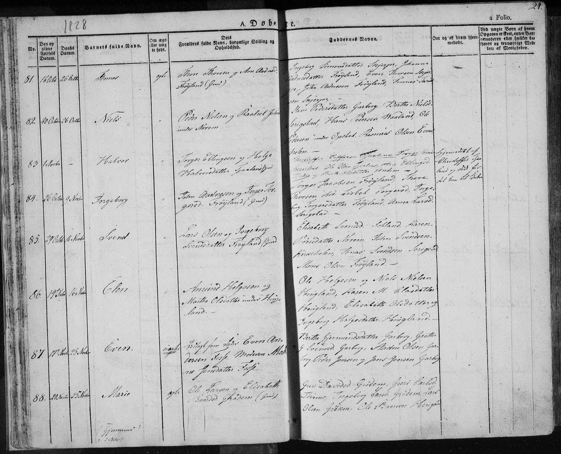 Lye sokneprestkontor, AV/SAST-A-101794/001/30BA/L0004: Parish register (official) no. A 4, 1826-1841, p. 24