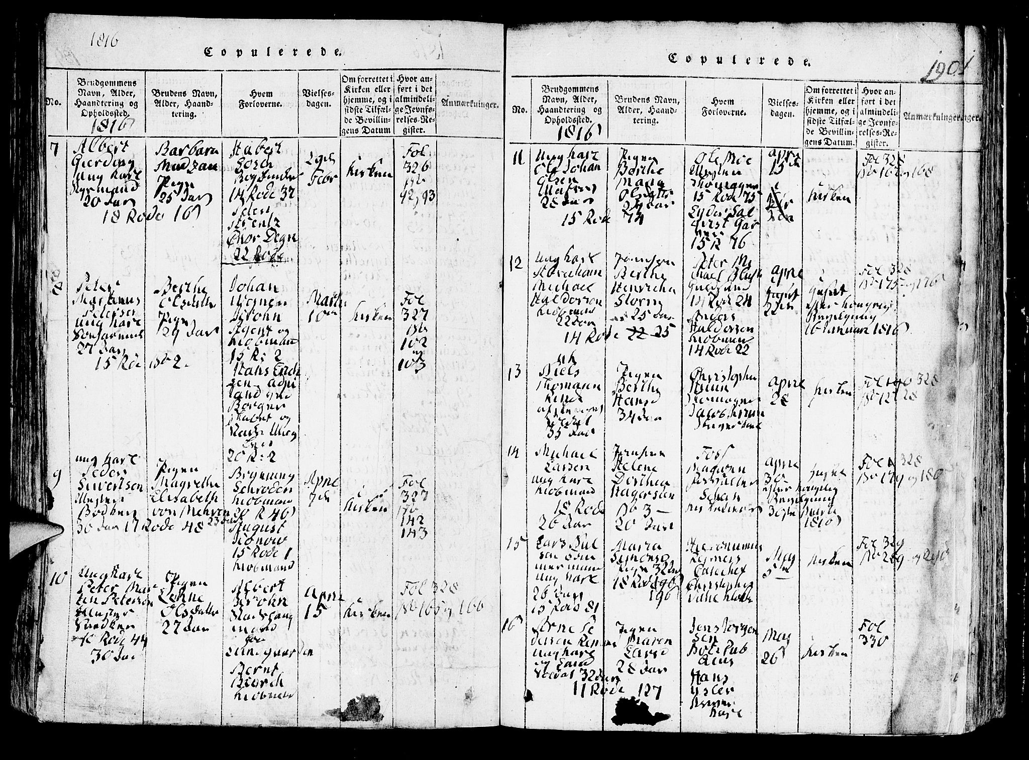 Domkirken sokneprestembete, AV/SAB-A-74801/H/Hab/L0001: Parish register (copy) no. A 1, 1816-1821, p. 190