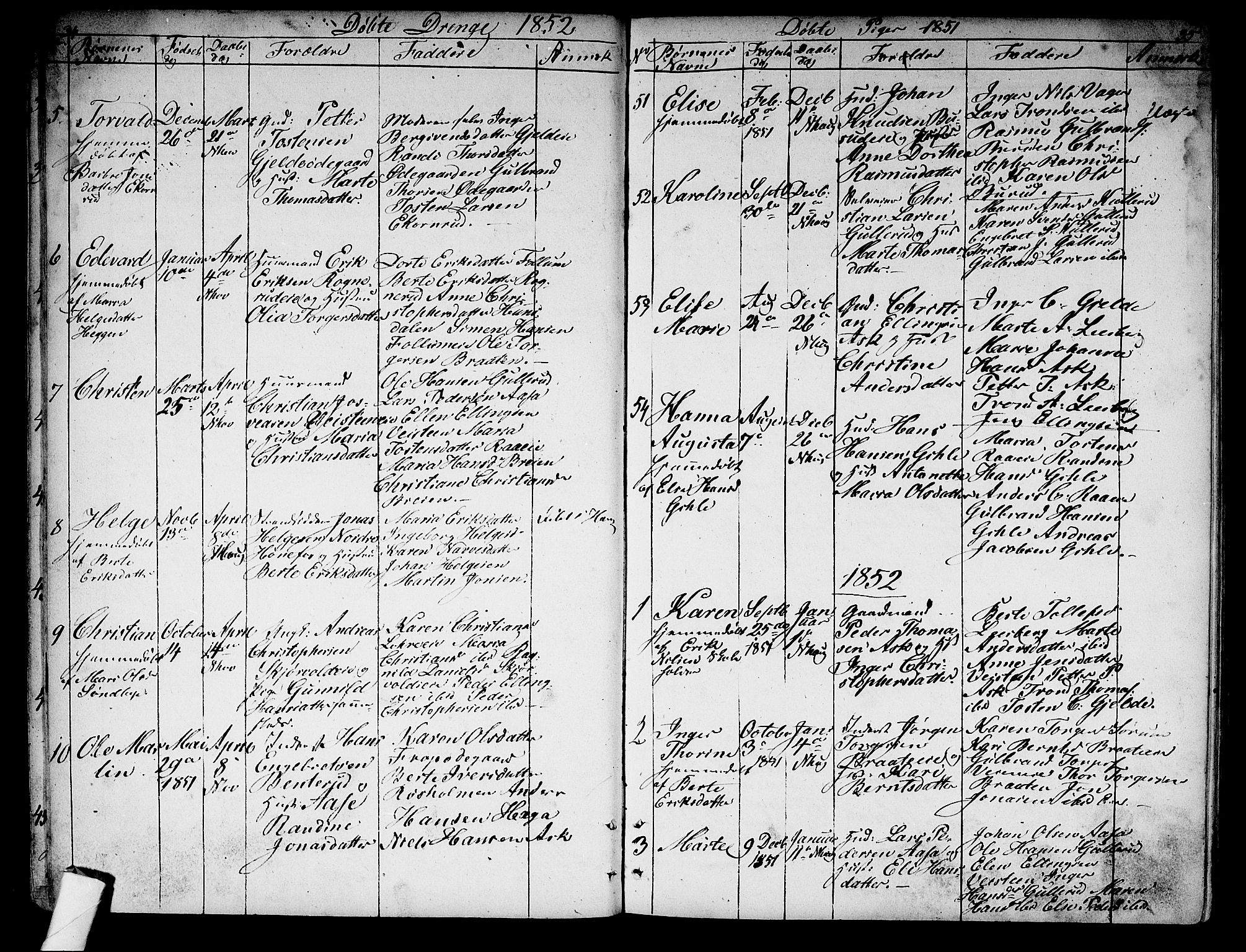 Norderhov kirkebøker, AV/SAKO-A-237/G/Ga/L0005: Parish register (copy) no. I 5, 1849-1863, p. 34-35