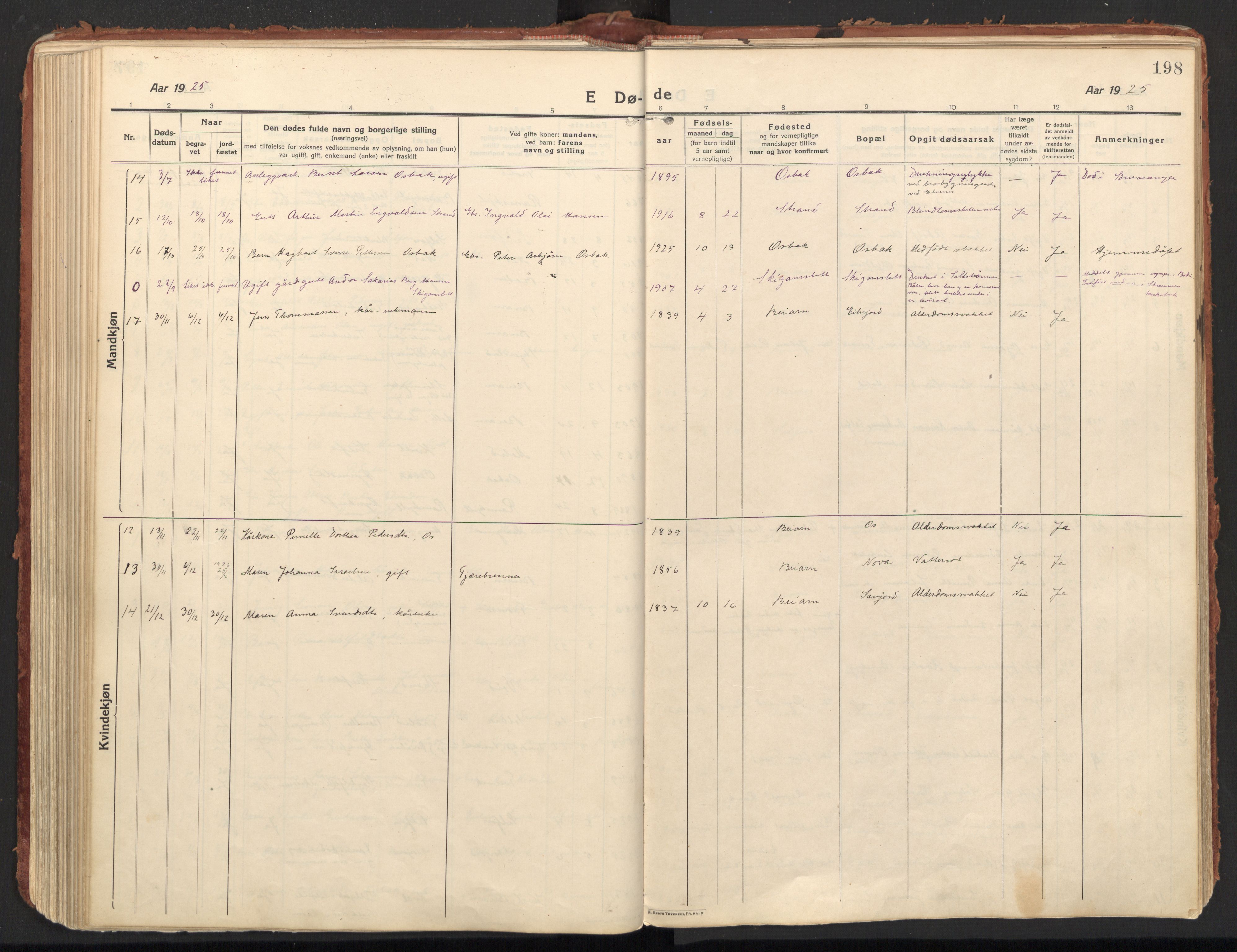 Ministerialprotokoller, klokkerbøker og fødselsregistre - Nordland, AV/SAT-A-1459/846/L0650: Parish register (official) no. 846A08, 1916-1935, p. 198