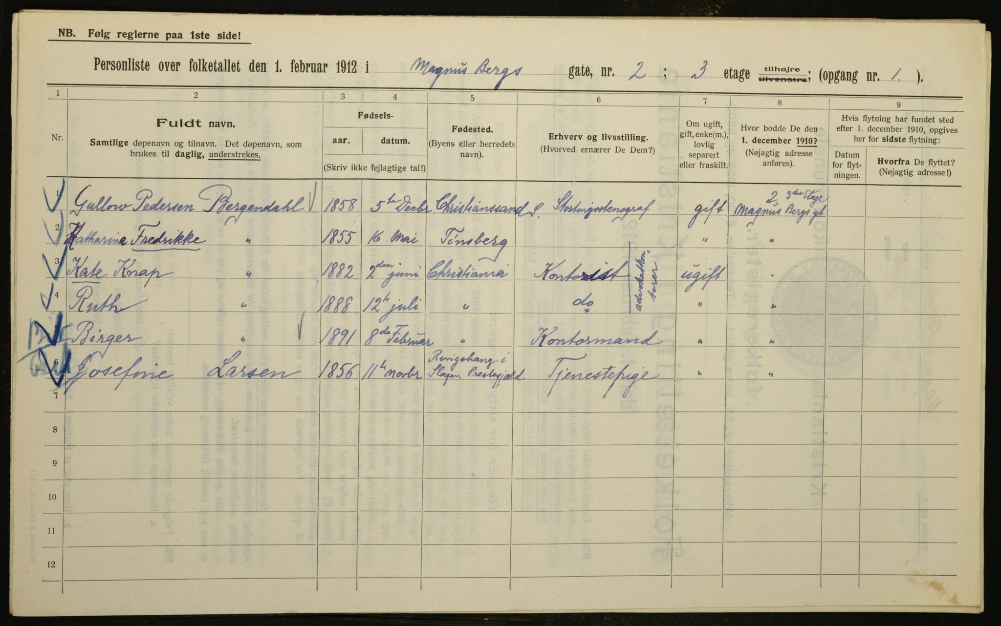 OBA, Municipal Census 1912 for Kristiania, 1912, p. 59444