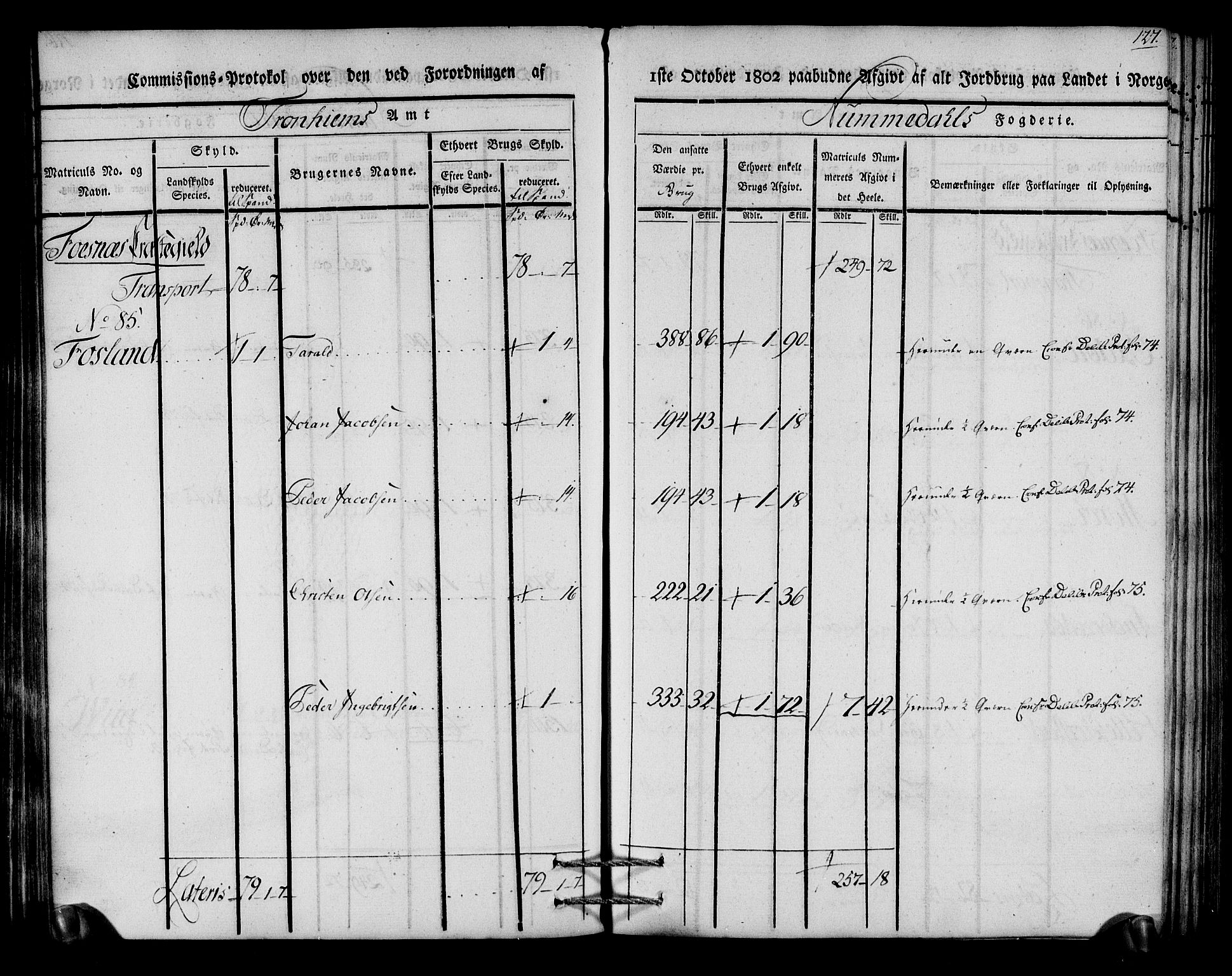 Rentekammeret inntil 1814, Realistisk ordnet avdeling, AV/RA-EA-4070/N/Ne/Nea/L0154: Namdalen fogderi. Kommisjonsprotokoll, 1803, p. 128