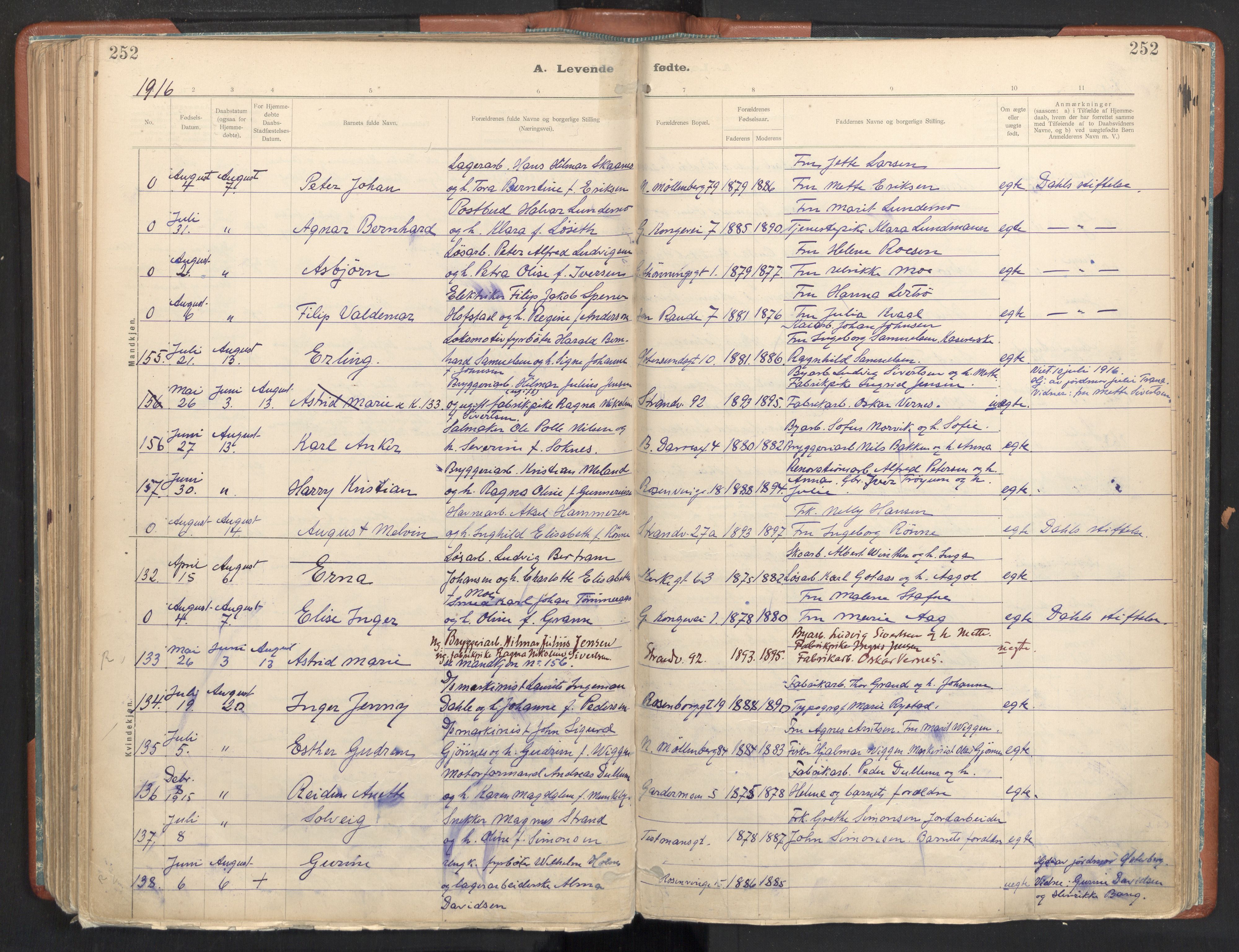 Ministerialprotokoller, klokkerbøker og fødselsregistre - Sør-Trøndelag, AV/SAT-A-1456/605/L0243: Parish register (official) no. 605A05, 1908-1923, p. 252