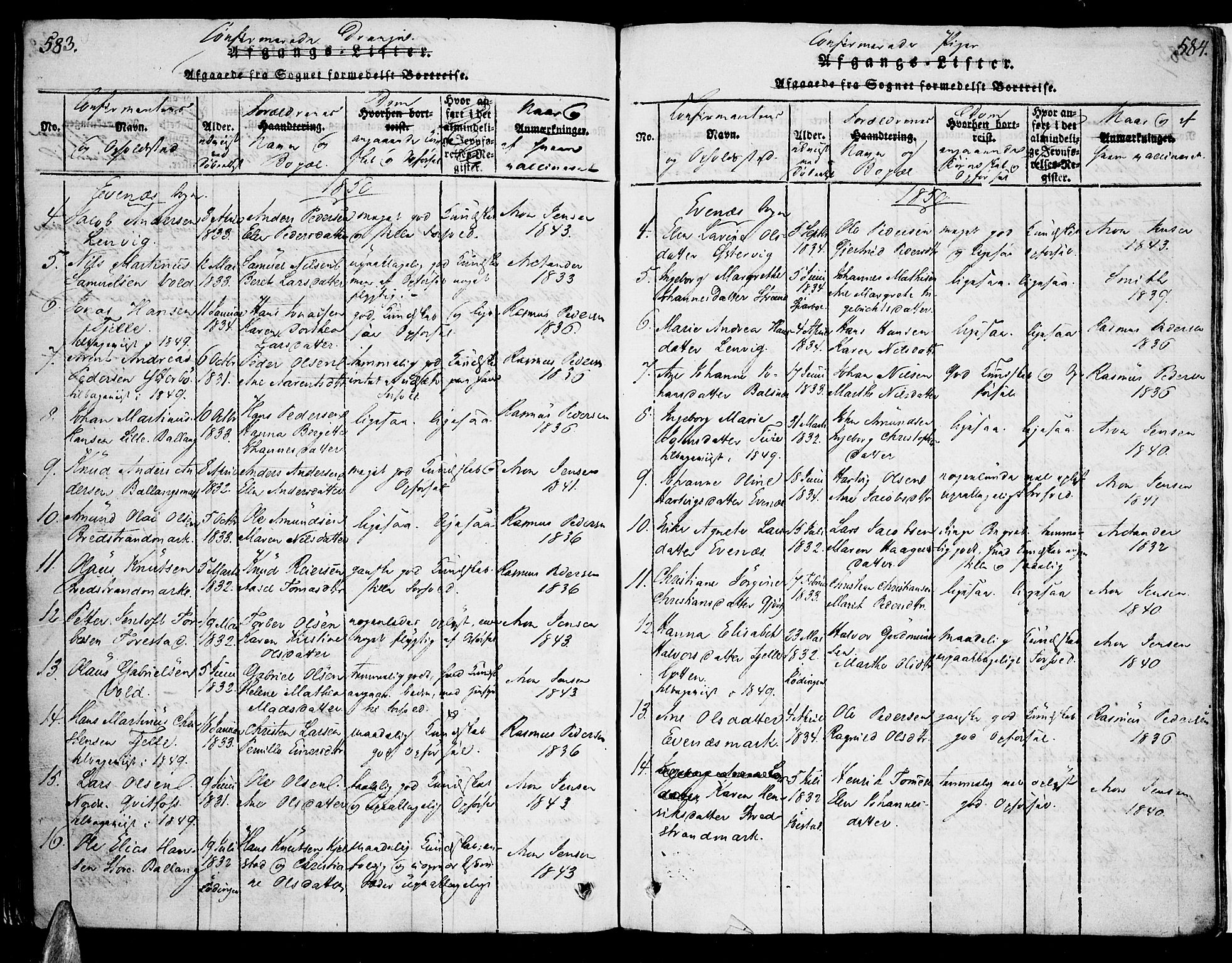 Ministerialprotokoller, klokkerbøker og fødselsregistre - Nordland, AV/SAT-A-1459/863/L0894: Parish register (official) no. 863A06, 1821-1851, p. 583-584