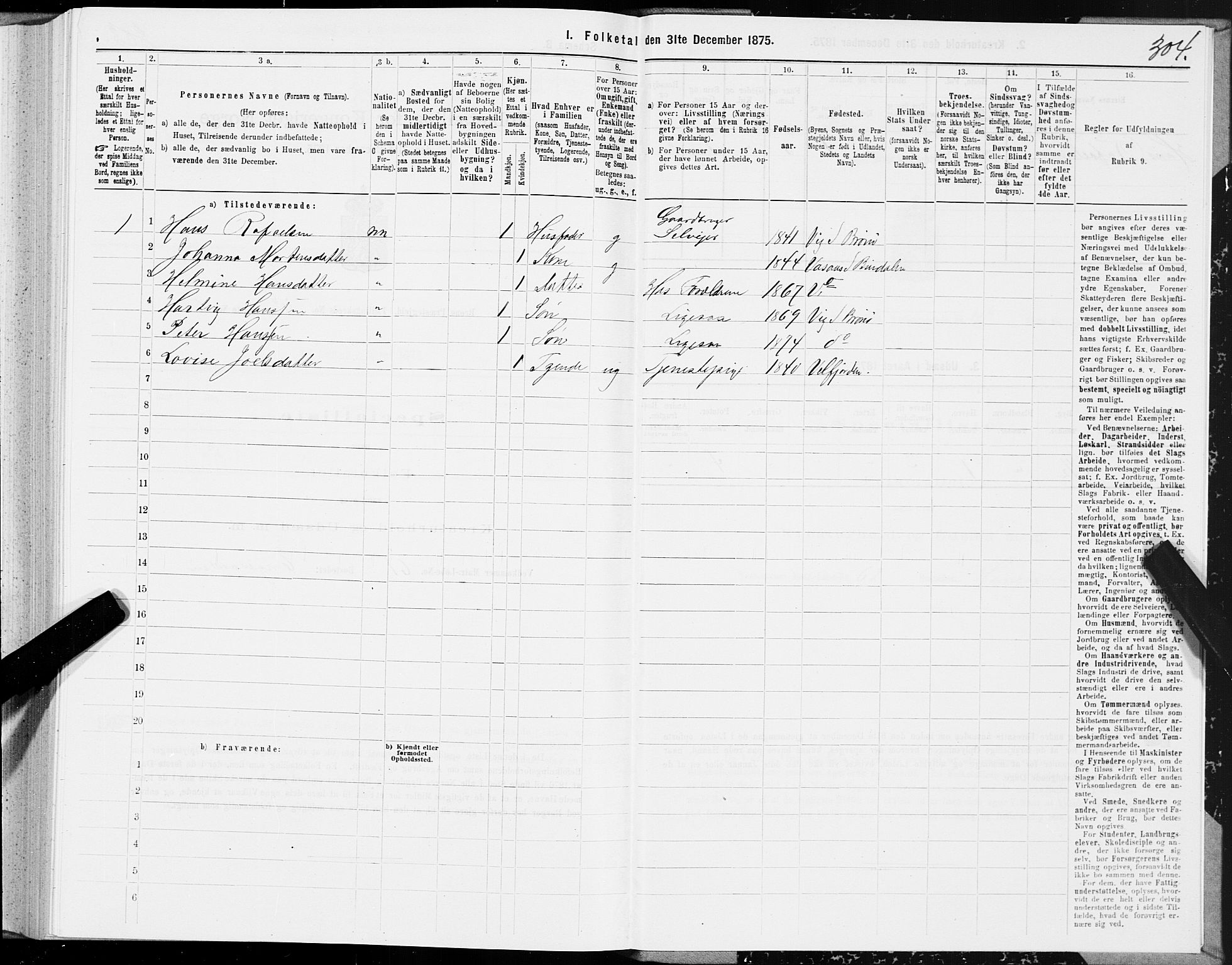 SAT, 1875 census for 1814P Brønnøy, 1875, p. 2304