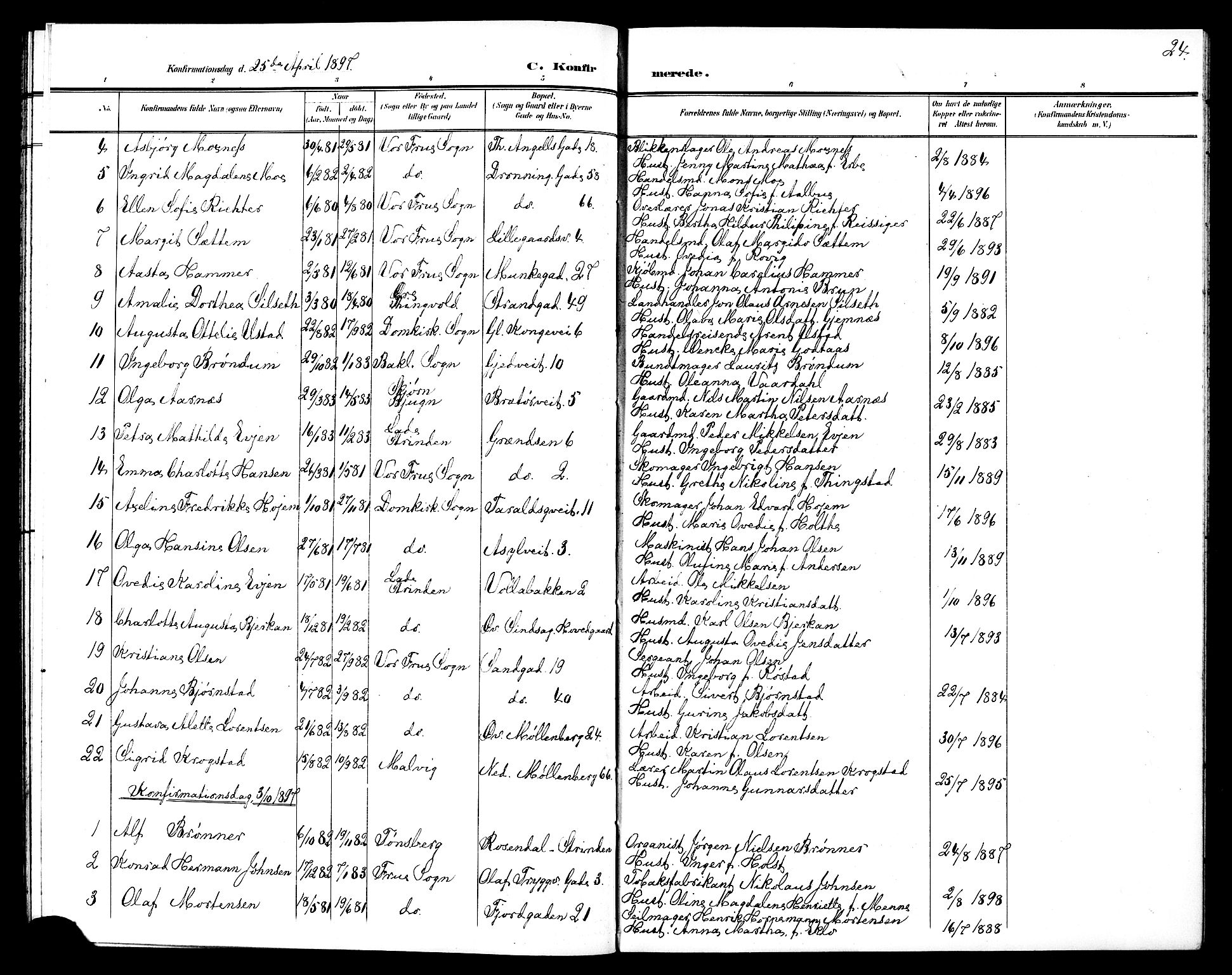 Ministerialprotokoller, klokkerbøker og fødselsregistre - Sør-Trøndelag, SAT/A-1456/602/L0144: Parish register (copy) no. 602C12, 1897-1905, p. 24