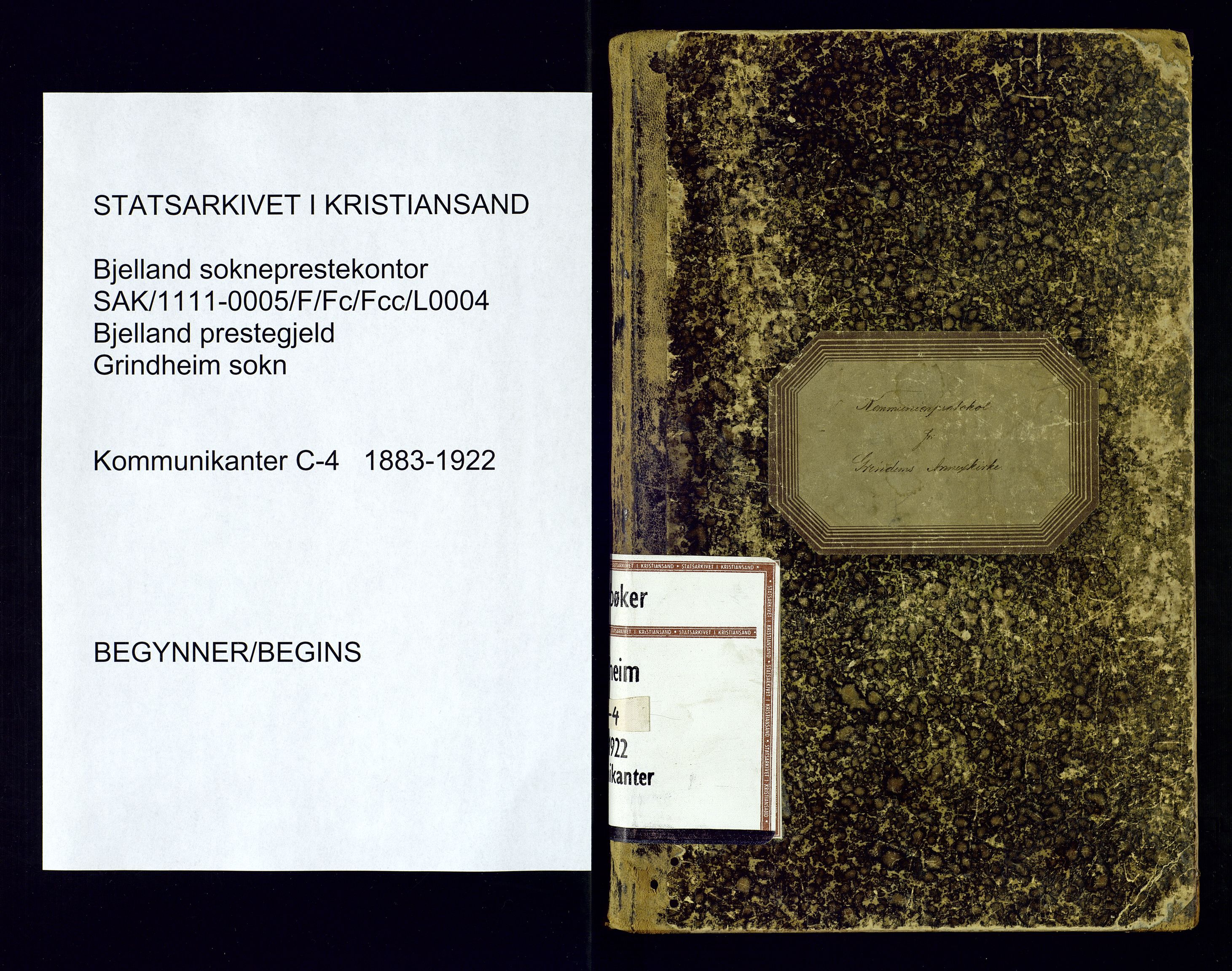 Bjelland sokneprestkontor, SAK/1111-0005/F/Fc/Fcc/L0004: Communicants register no. C-4, 1883-1922