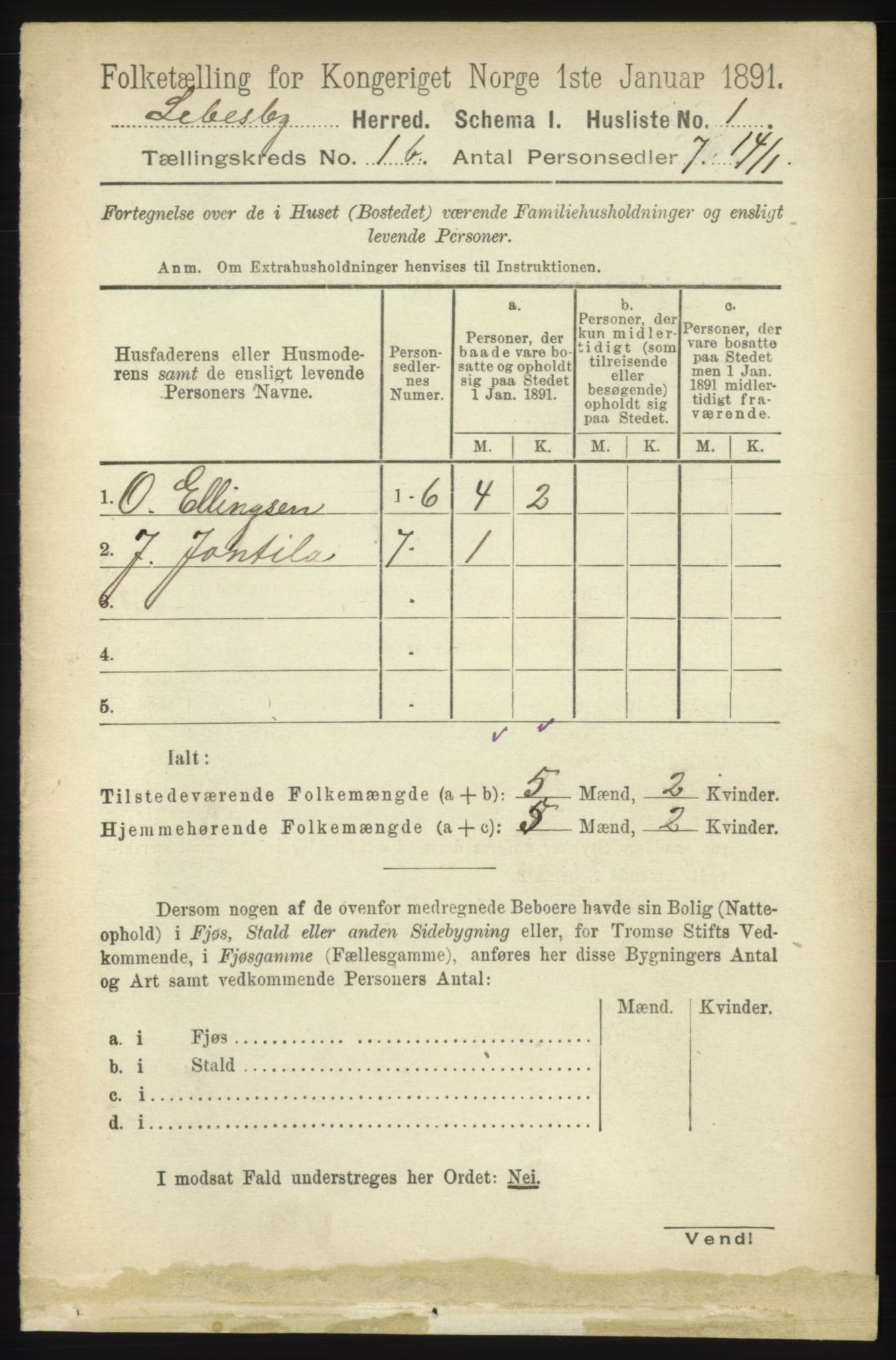 RA, 1891 census for 2022 Lebesby, 1891, p. 79