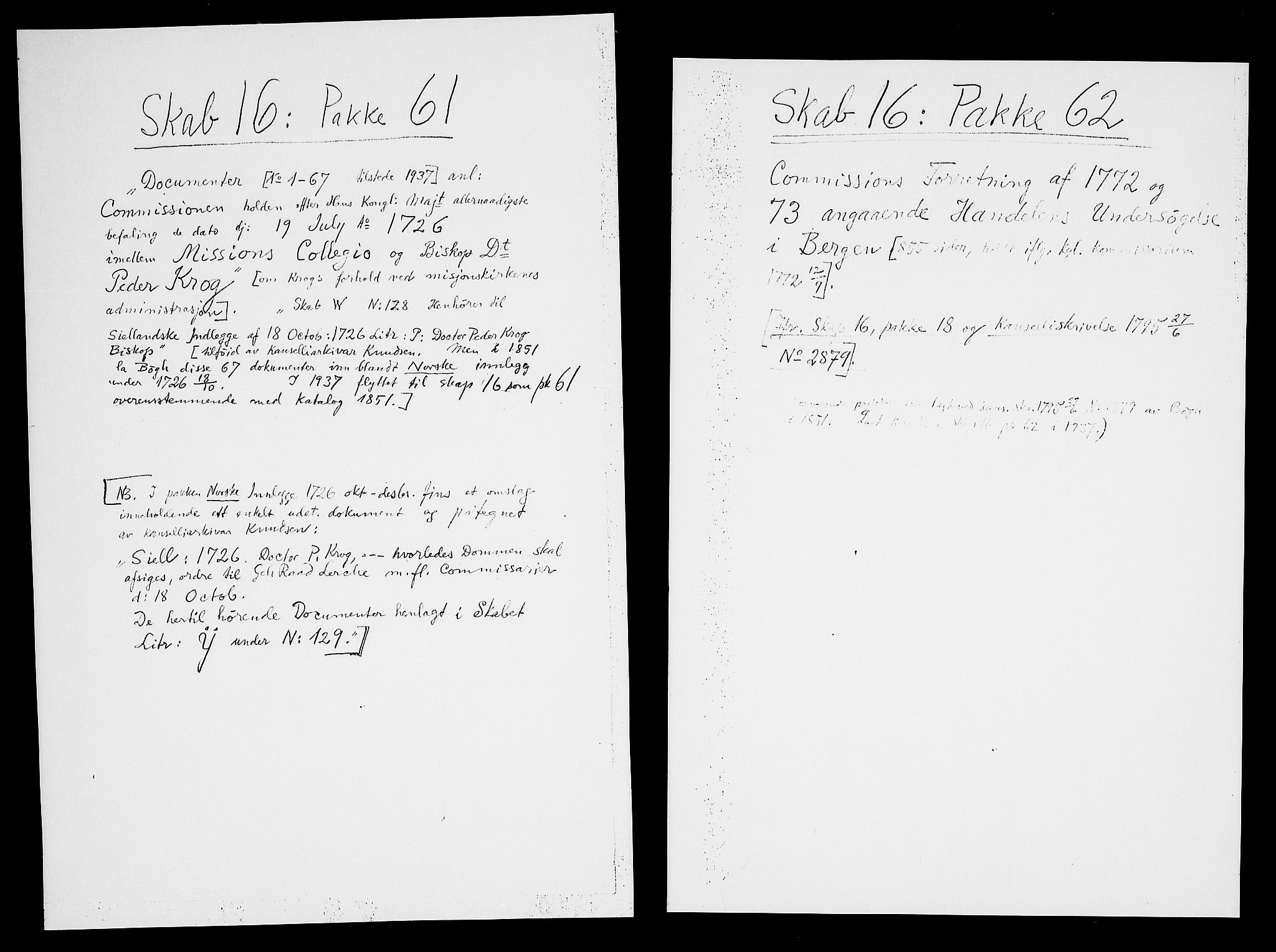 Danske Kanselli, Skapsaker, AV/RA-EA-4061/F/L0121: Skap 16, pakke 61, 1726, p. 168