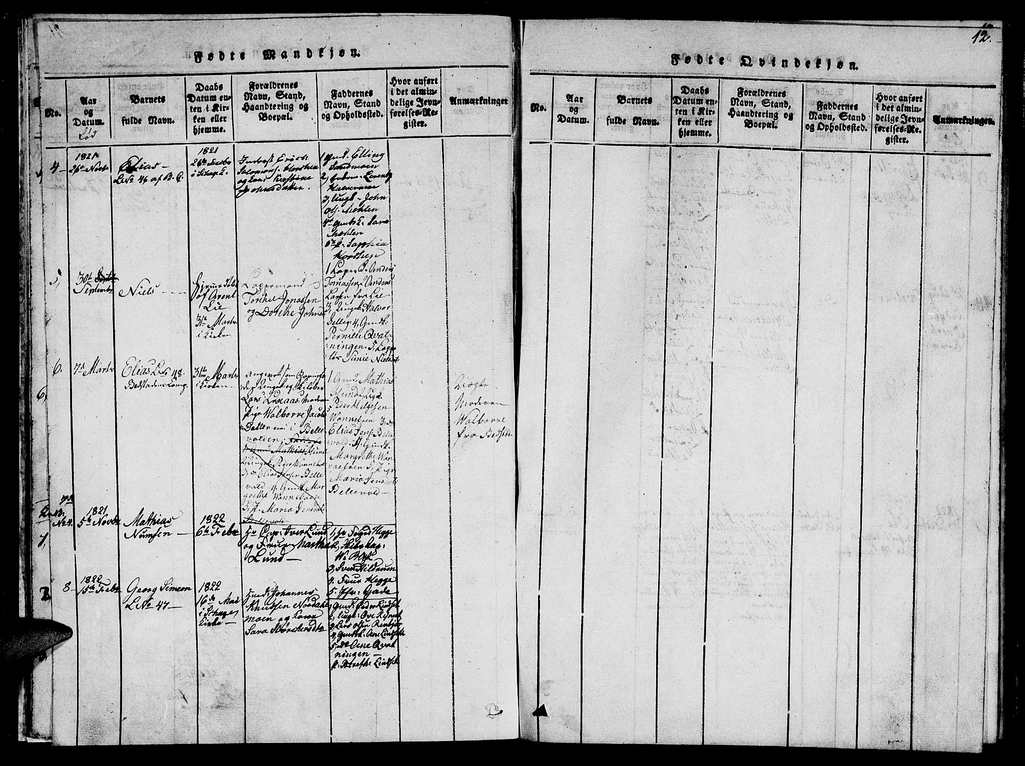 Ministerialprotokoller, klokkerbøker og fødselsregistre - Nord-Trøndelag, SAT/A-1458/766/L0565: Parish register (copy) no. 767C01, 1817-1823, p. 12