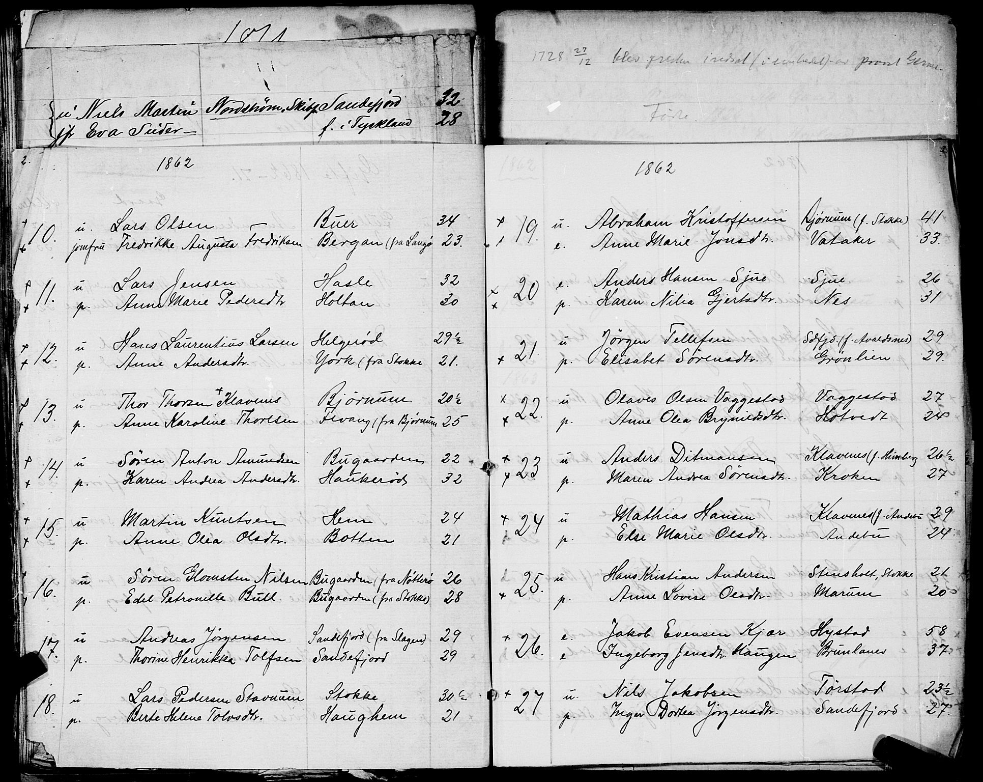 Sandar sokneprestkontor, AV/SAKO-A-242/Y/Ya/L0006: Other parish register no. 1 /1, 1709-1871, p. 2-3