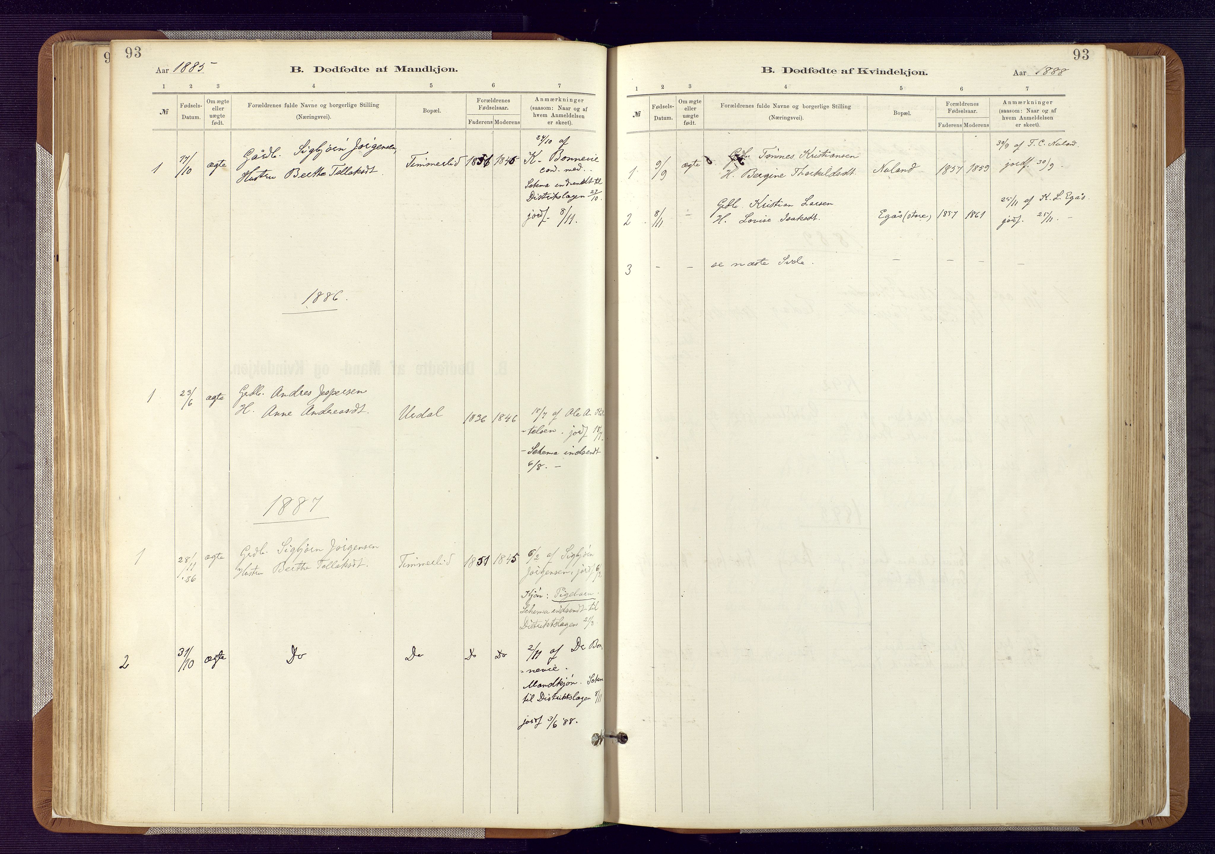 Bakke sokneprestkontor, SAK/1111-0002/F/Fa/Fab/L0003: Parish register (official) no. A 3, 1884-1921, p. 93