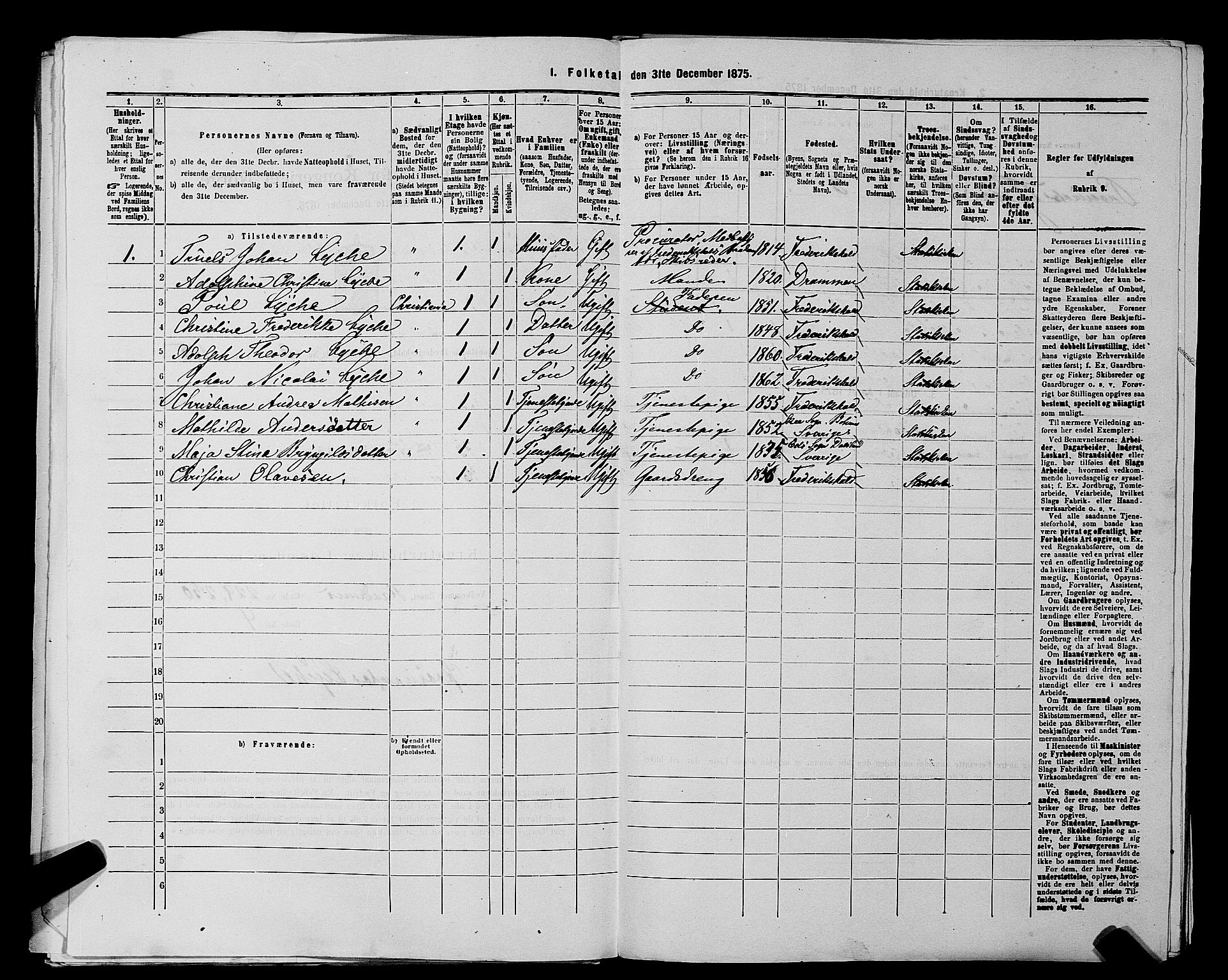 RA, 1875 census for 0101P Fredrikshald, 1875, p. 322