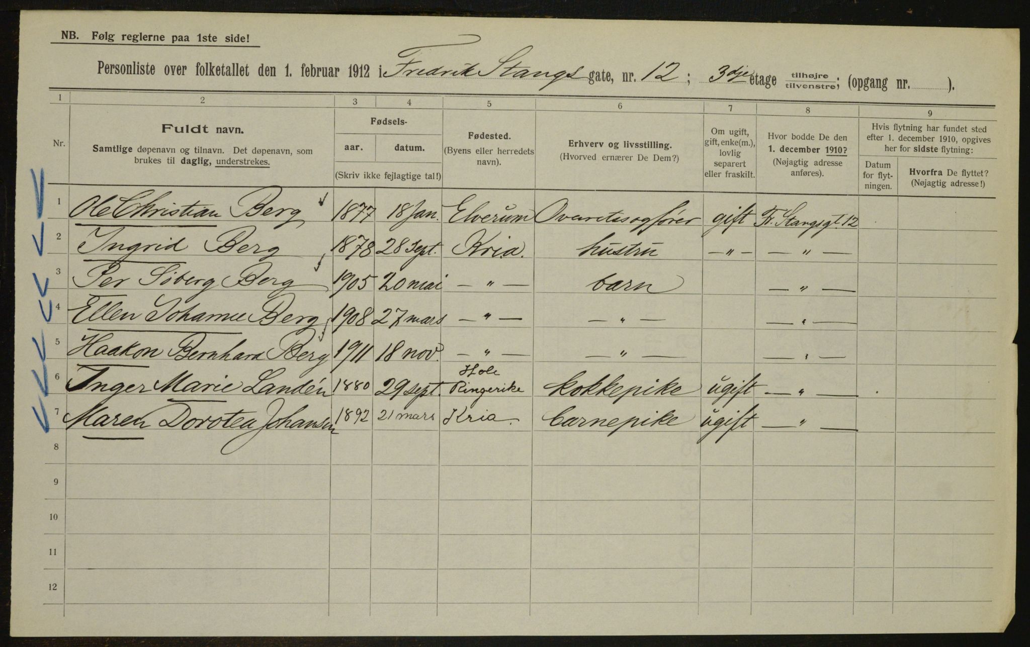 OBA, Municipal Census 1912 for Kristiania, 1912, p. 26646