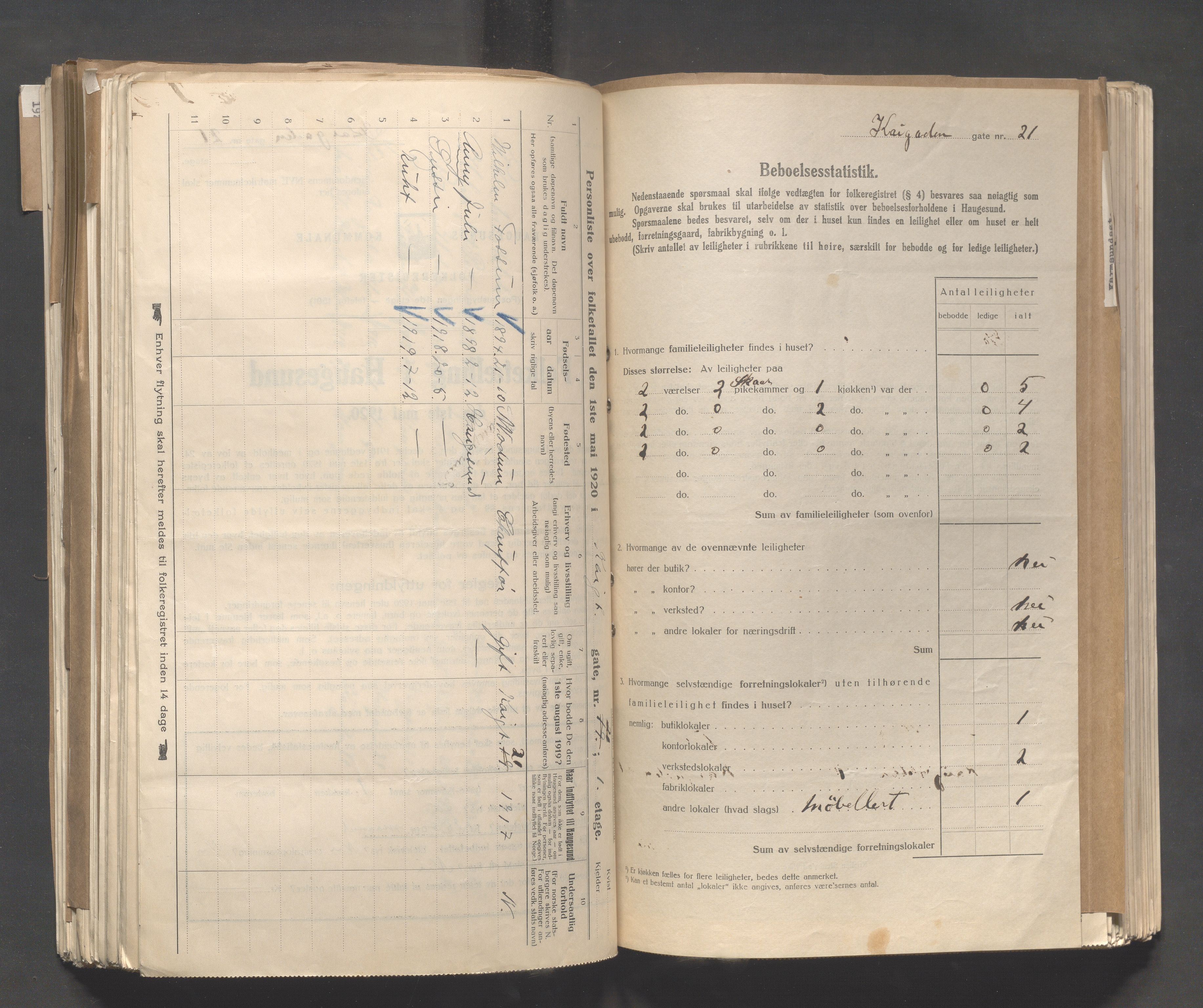 IKAR, Local census 1.5.1920 for Haugesund, 1920, p. 2282