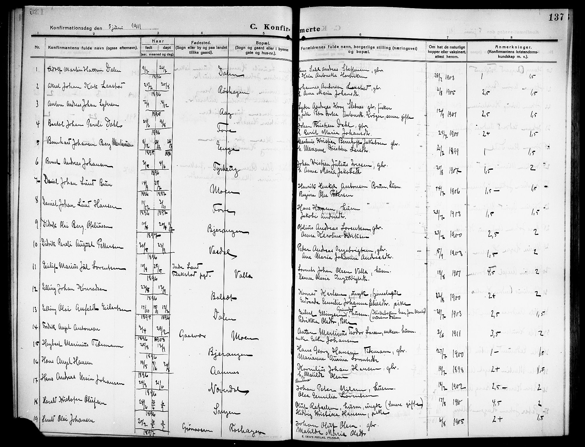 Ministerialprotokoller, klokkerbøker og fødselsregistre - Nordland, AV/SAT-A-1459/843/L0639: Parish register (copy) no. 843C08, 1908-1924, p. 137