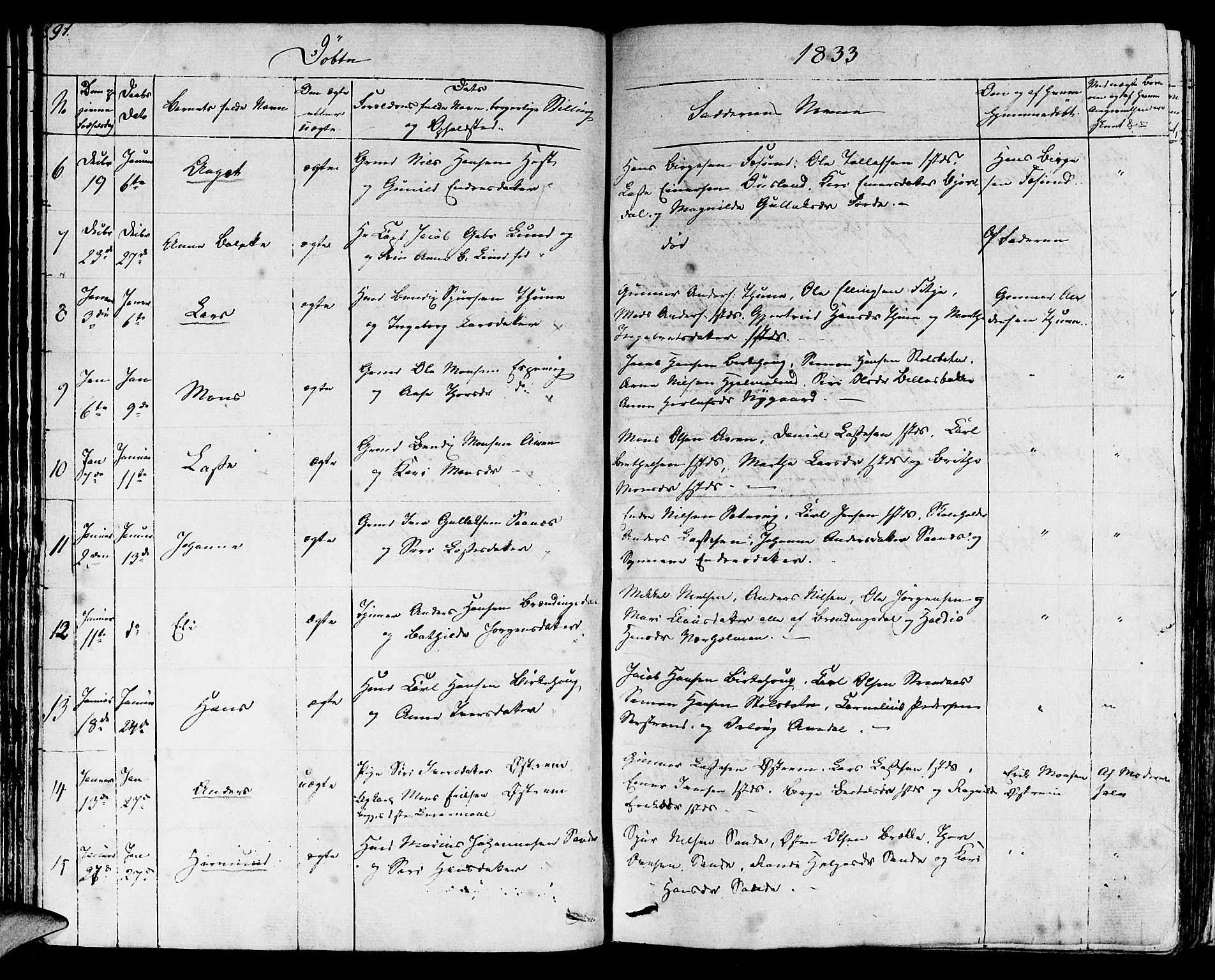Lavik sokneprestembete, SAB/A-80901: Parish register (official) no. A 2I, 1821-1842, p. 91