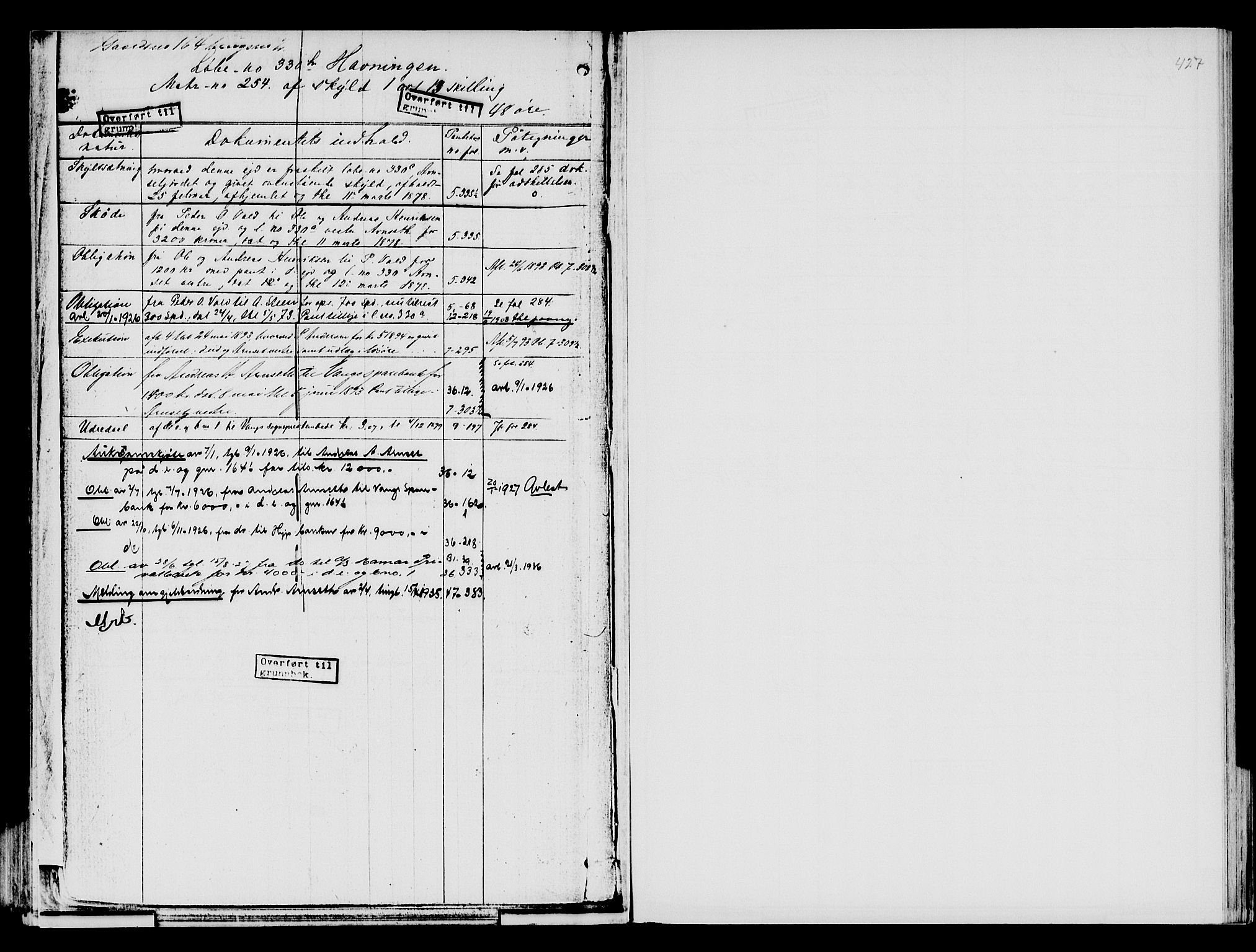 Nord-Hedmark sorenskriveri, SAH/TING-012/H/Ha/Had/Hade/L0001B: Mortgage register no. 4.1b, 1871-1940, p. 427