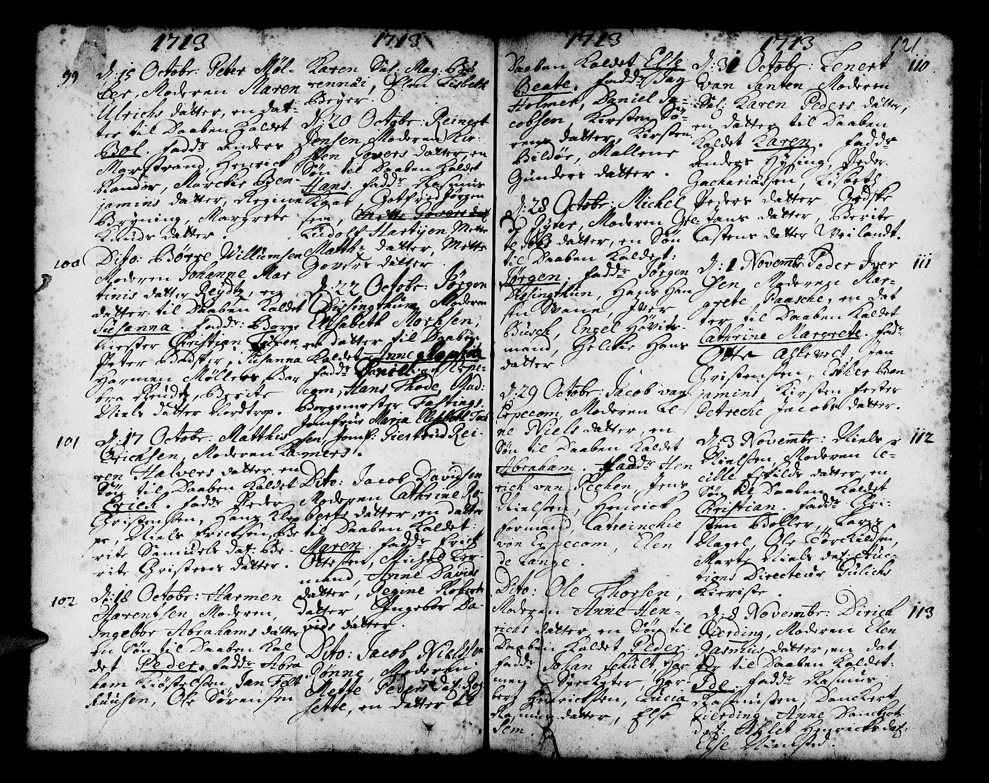 Nykirken Sokneprestembete, AV/SAB-A-77101/H/Haa/L0002: Parish register (official) no. A 2, 1700-1723, p. 121