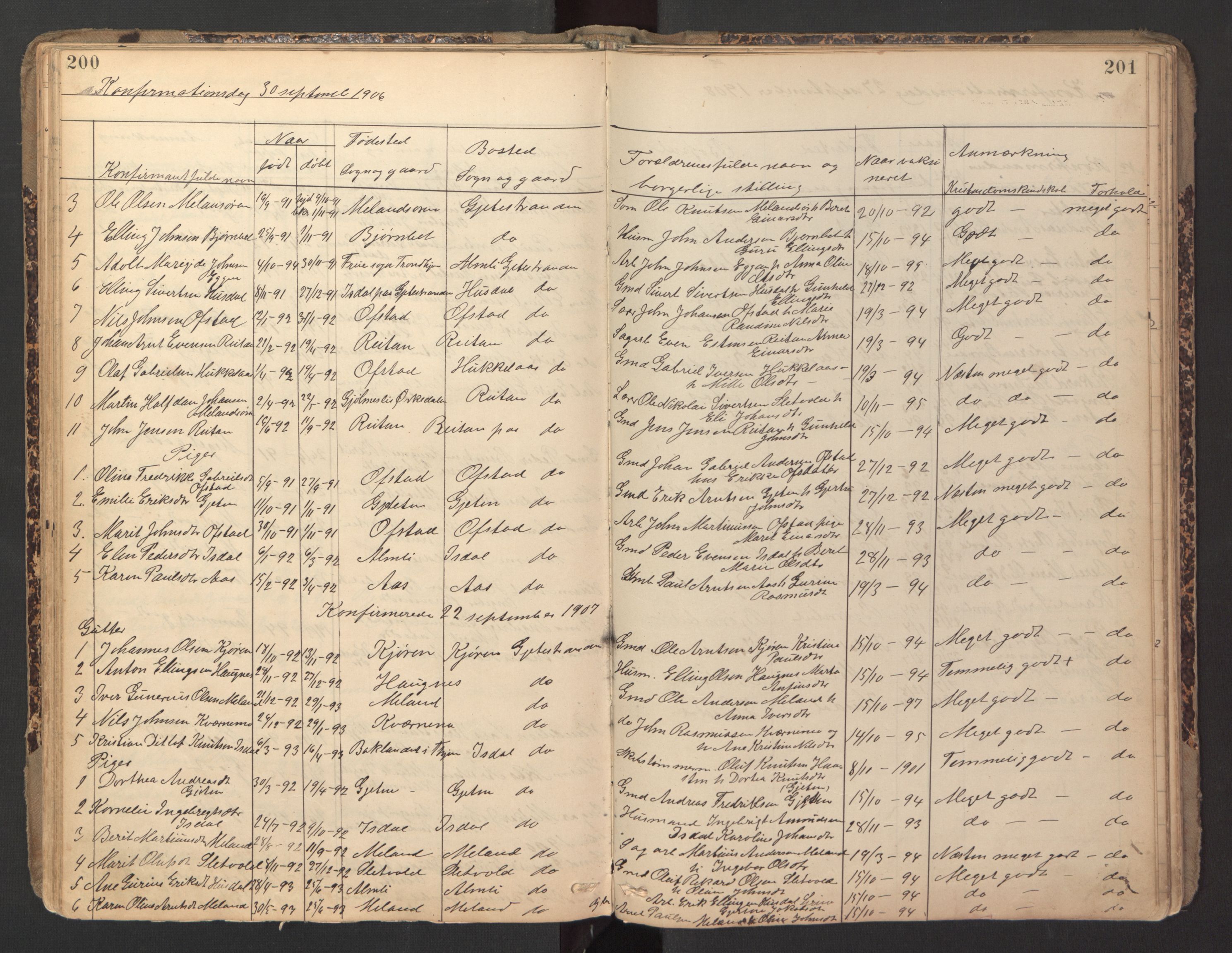 Ministerialprotokoller, klokkerbøker og fødselsregistre - Sør-Trøndelag, SAT/A-1456/670/L0837: Parish register (copy) no. 670C01, 1905-1946, p. 200-201