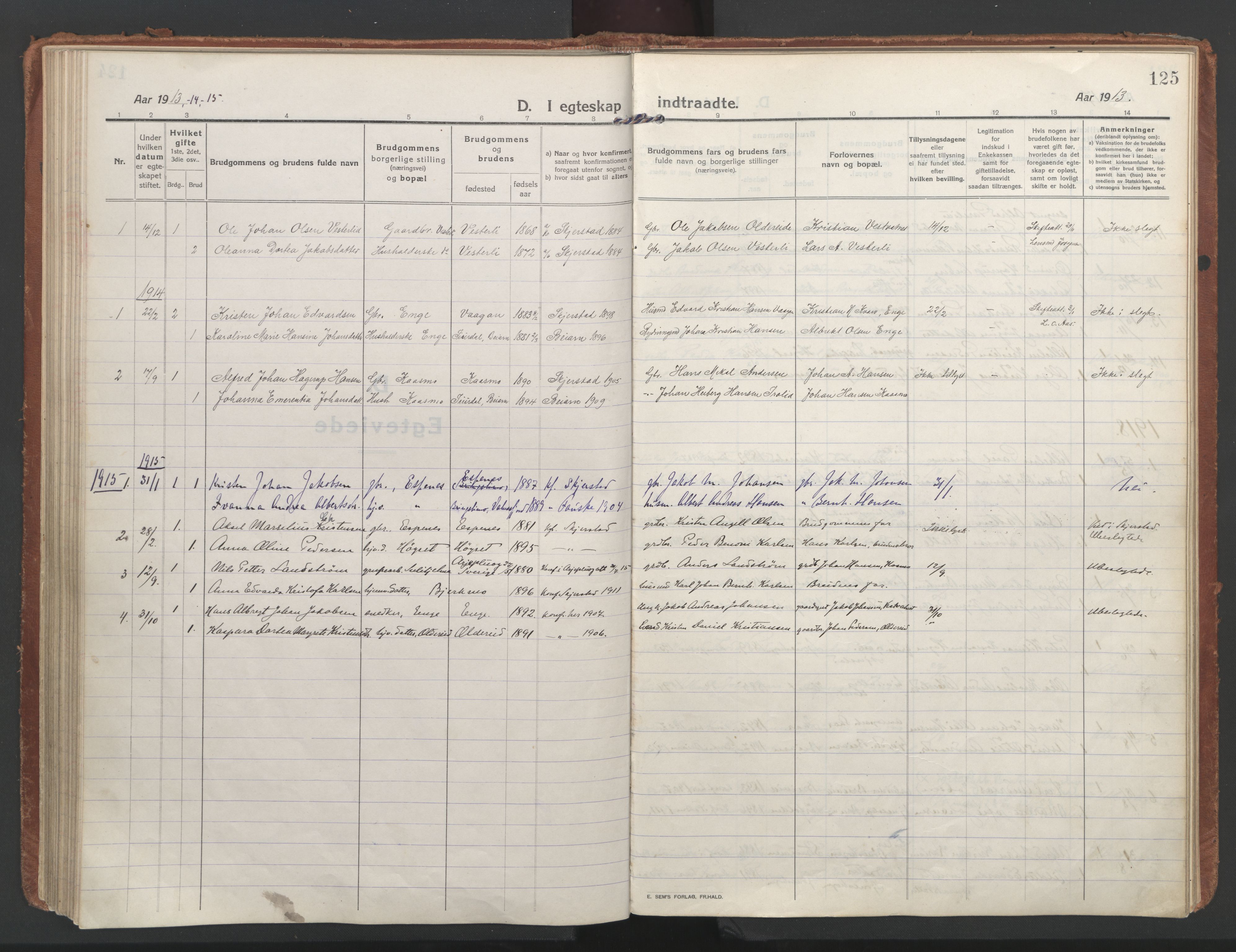Ministerialprotokoller, klokkerbøker og fødselsregistre - Nordland, SAT/A-1459/852/L0748: Parish register (official) no. 852A18, 1913-1932, p. 125