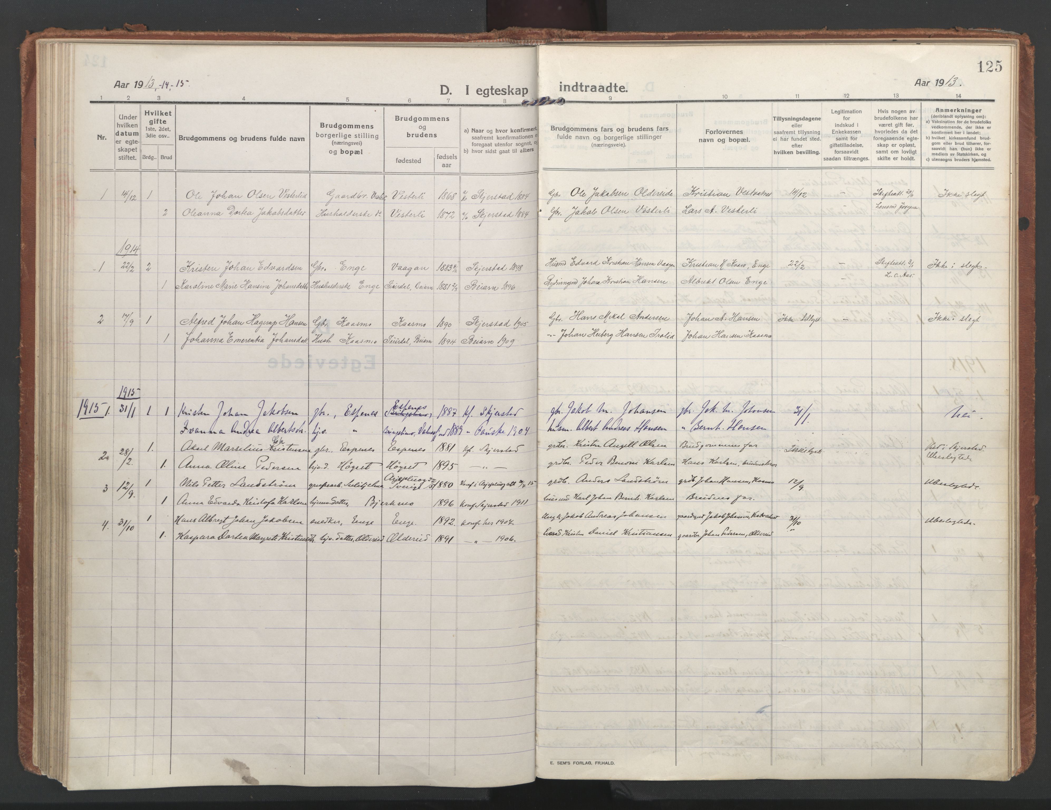 Ministerialprotokoller, klokkerbøker og fødselsregistre - Nordland, AV/SAT-A-1459/852/L0748: Parish register (official) no. 852A18, 1913-1932, p. 125