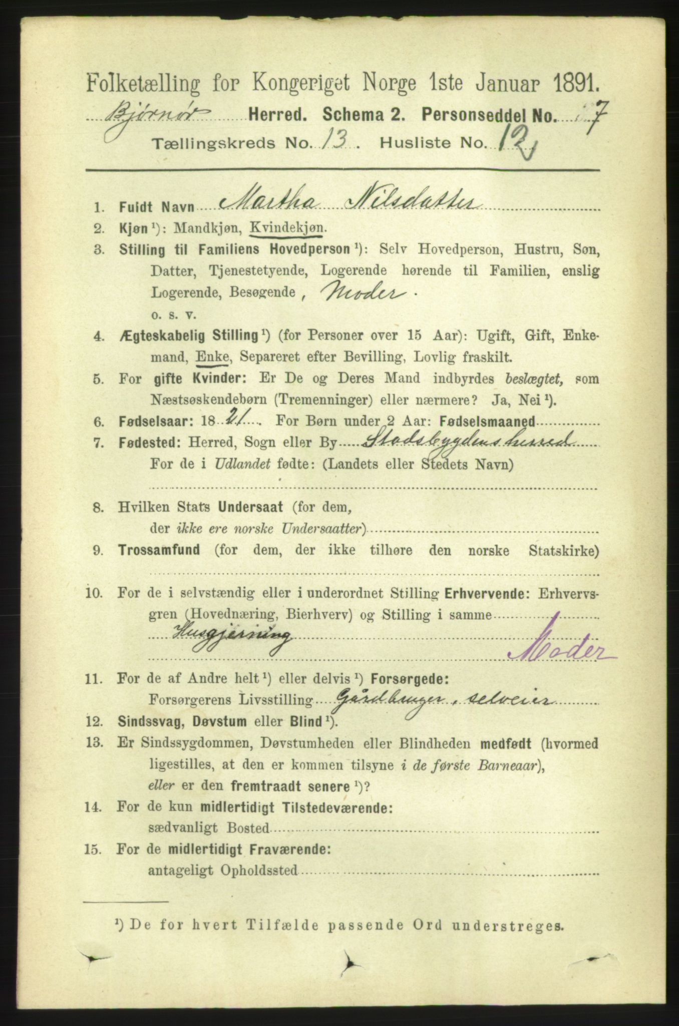 RA, 1891 census for 1632 Bjørnør, 1891, p. 5617