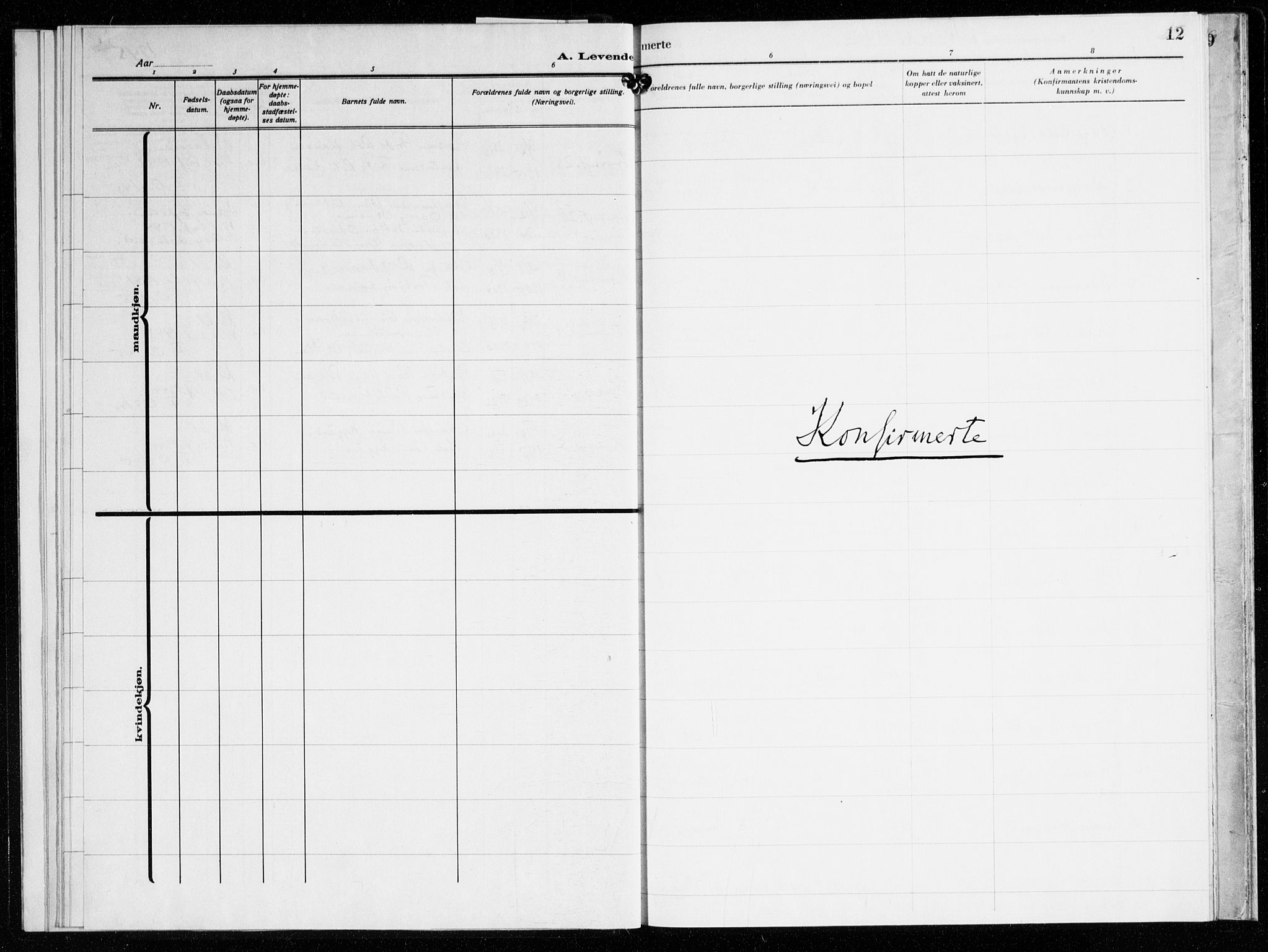 St. Jacob sokneprestembete, AV/SAB-A-78001/H/Haa/L0023: Parish register (official) no. G 1, 1942-1945, p. 12