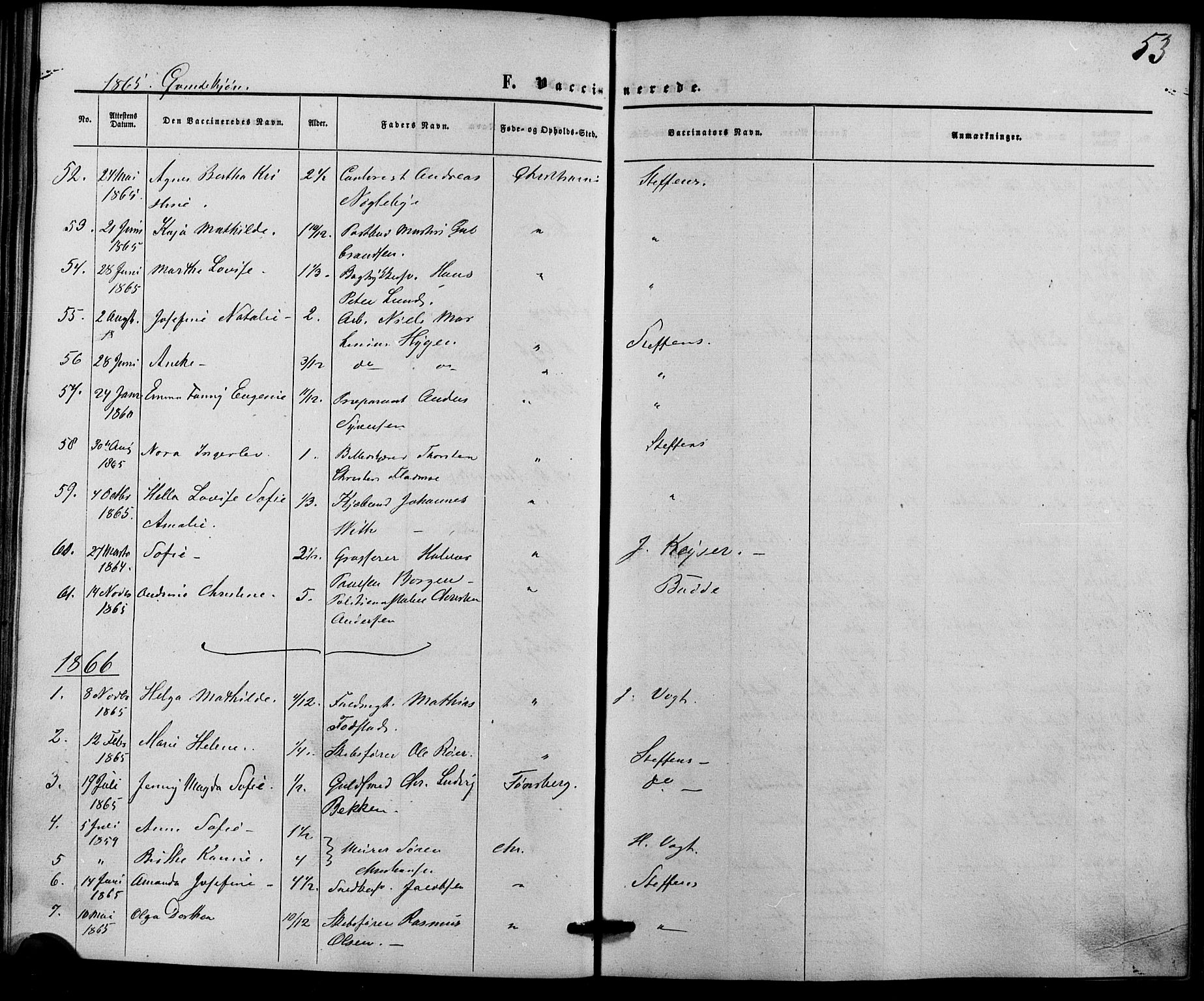 Trefoldighet prestekontor Kirkebøker, SAO/A-10882/F/Fh/L0001: Vaccination register no. 1, 1857-1867, p. 53