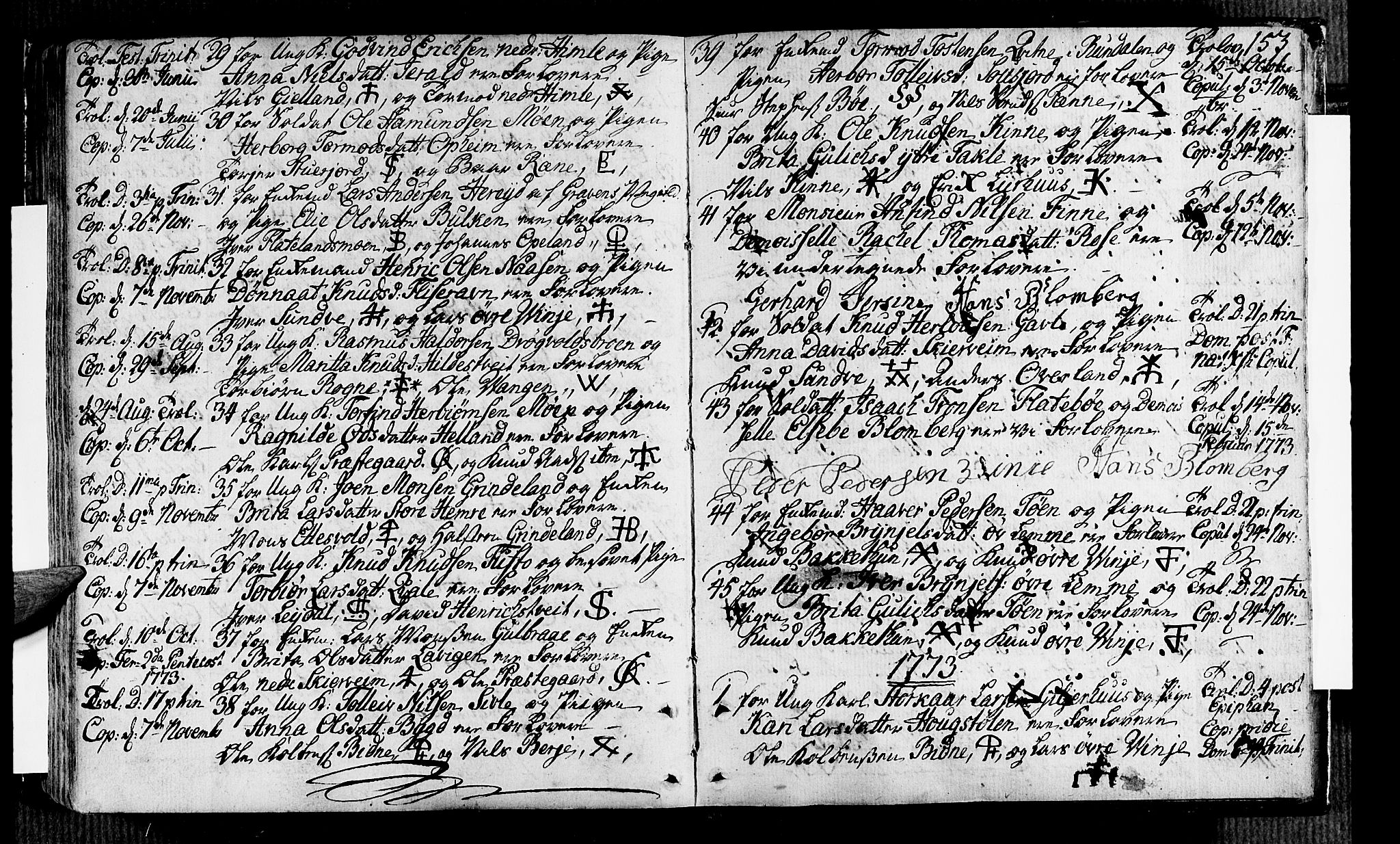 Voss sokneprestembete, AV/SAB-A-79001/H/Haa: Parish register (official) no. A 7, 1731-1773, p. 153