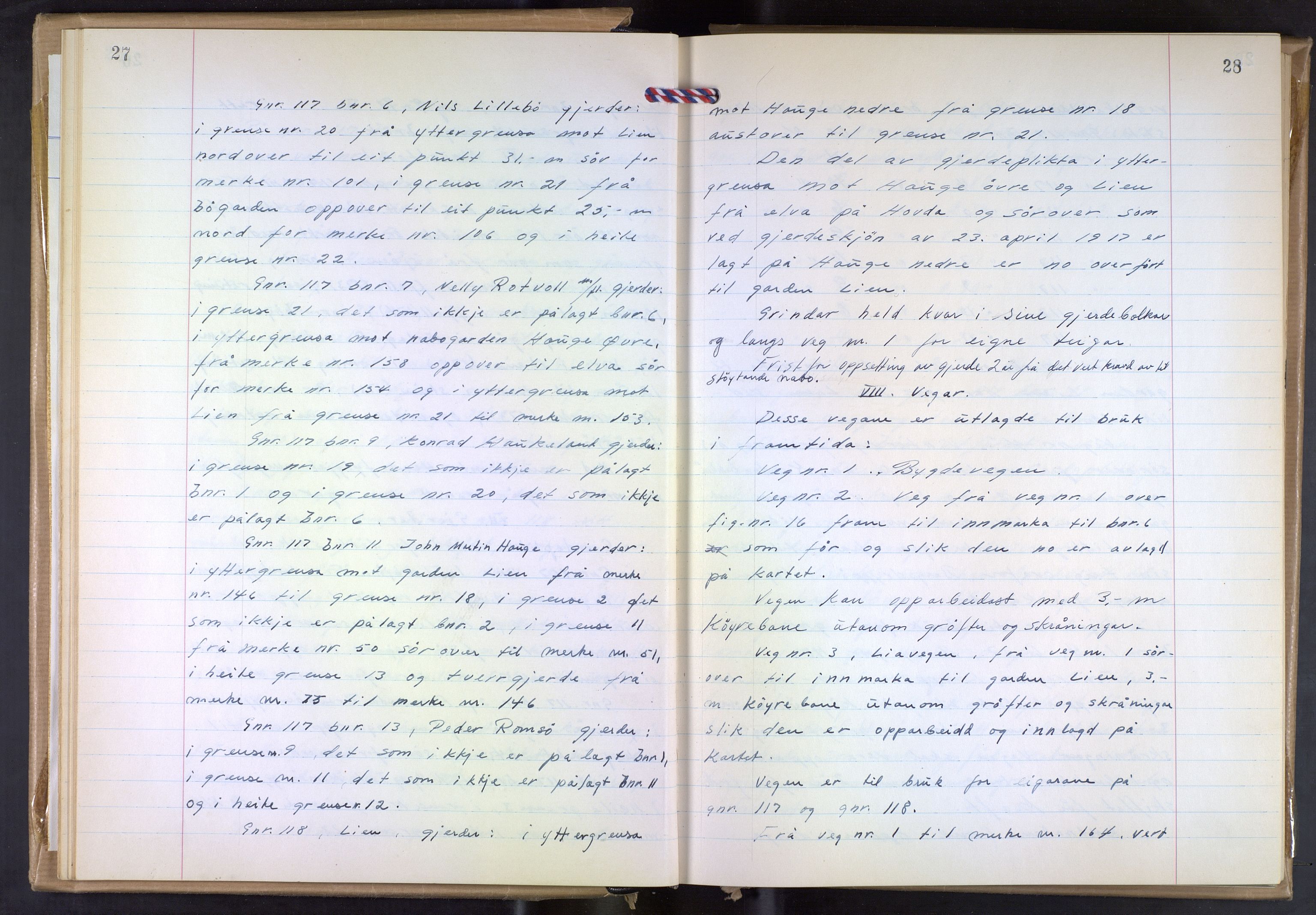 Hordaland jordskiftedøme - VII Indre Sunnhordland jordskiftedistrikt, AV/SAB-A-7401/A/Aa/L0031: Forhandlingsprotokoll, 1960-1967, p. 27-28