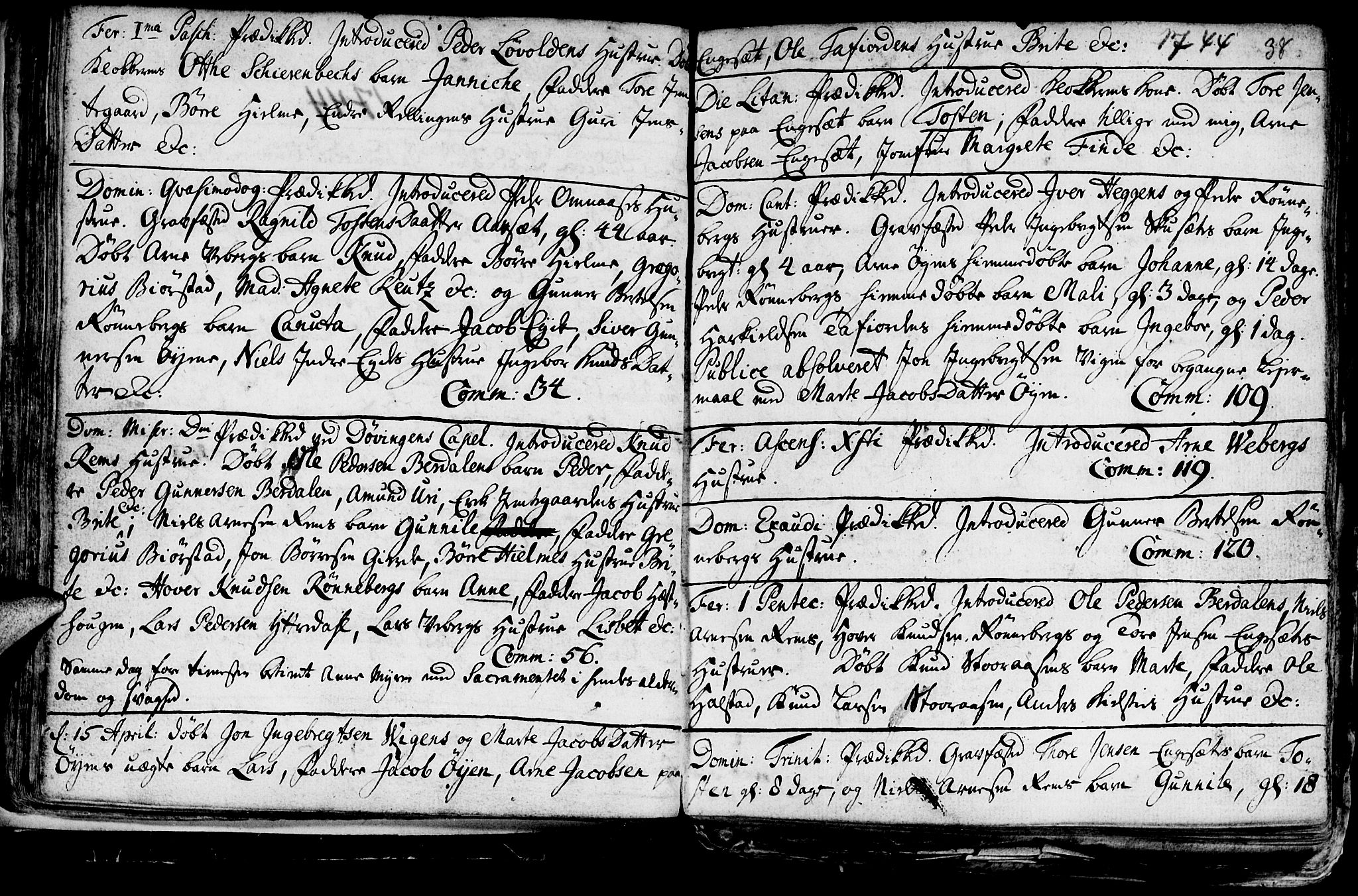 Ministerialprotokoller, klokkerbøker og fødselsregistre - Møre og Romsdal, AV/SAT-A-1454/519/L0240: Parish register (official) no. 519A01 /1, 1736-1760, p. 38