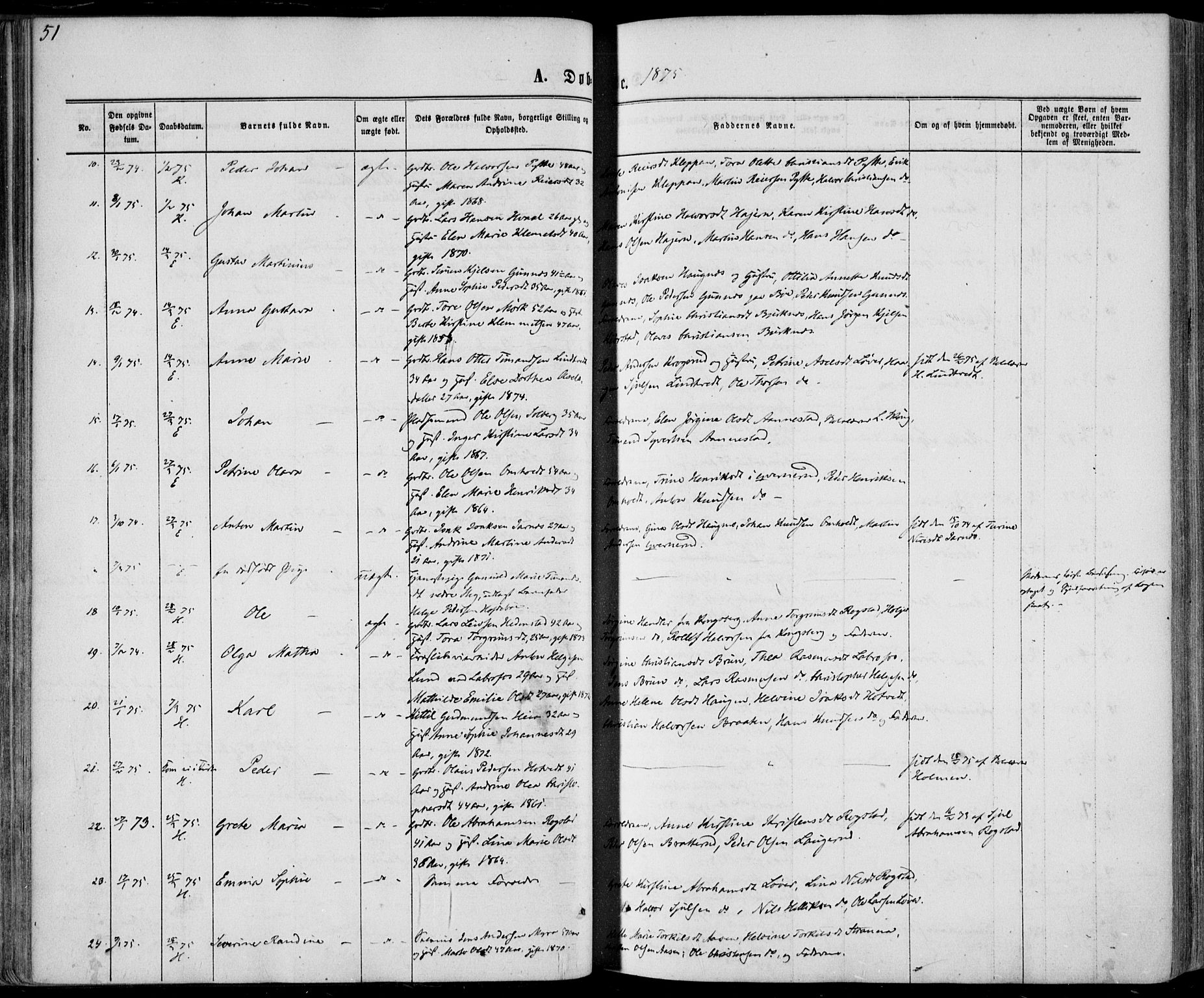 Sandsvær kirkebøker, AV/SAKO-A-244/F/Fa/L0007: Parish register (official) no. I 7, 1869-1877, p. 51