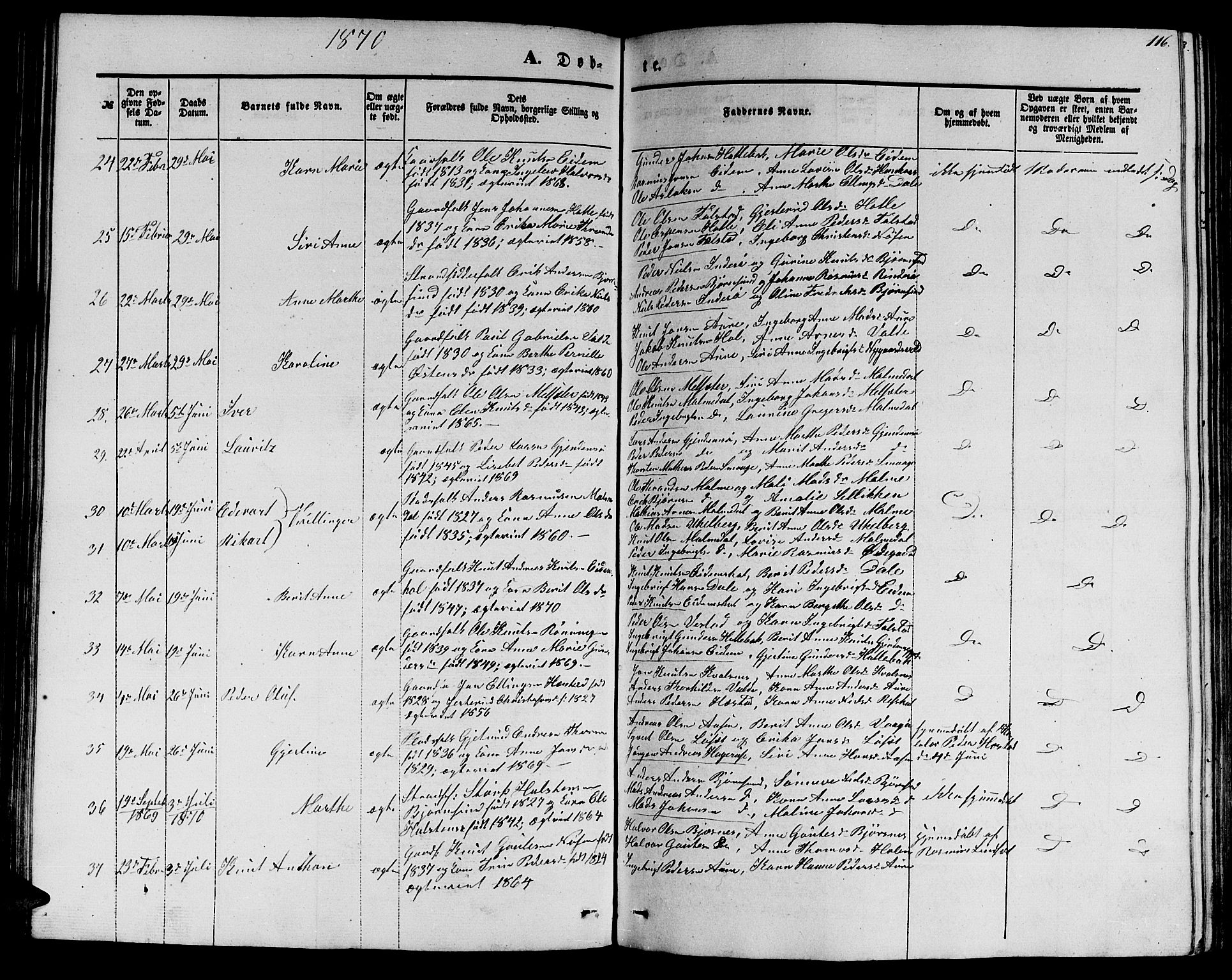 Ministerialprotokoller, klokkerbøker og fødselsregistre - Møre og Romsdal, AV/SAT-A-1454/565/L0753: Parish register (copy) no. 565C02, 1845-1870, p. 116