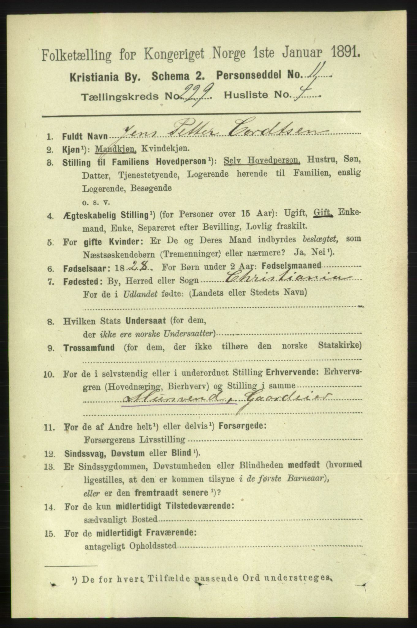 RA, 1891 census for 0301 Kristiania, 1891, p. 140518