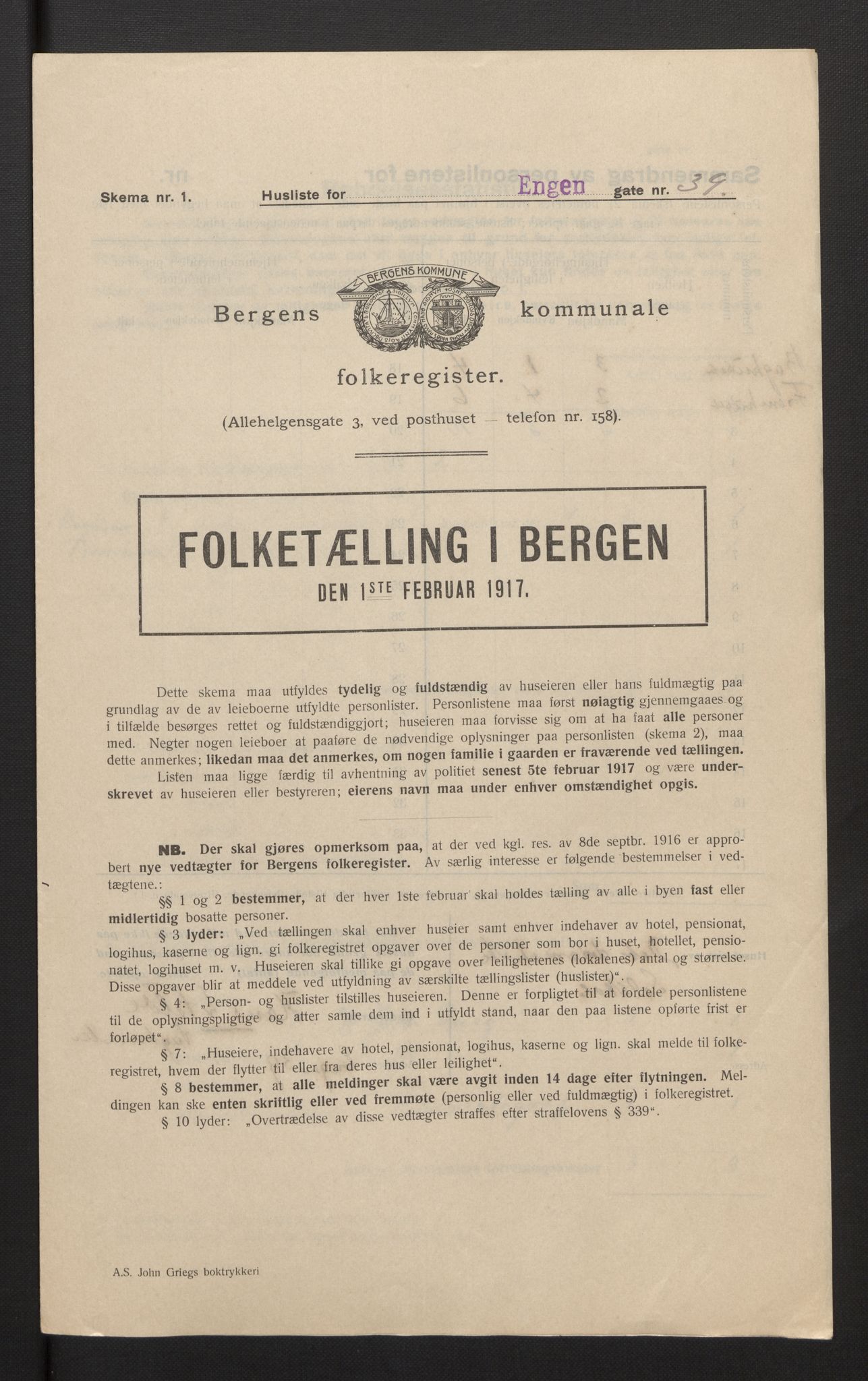 SAB, Municipal Census 1917 for Bergen, 1917, p. 6795