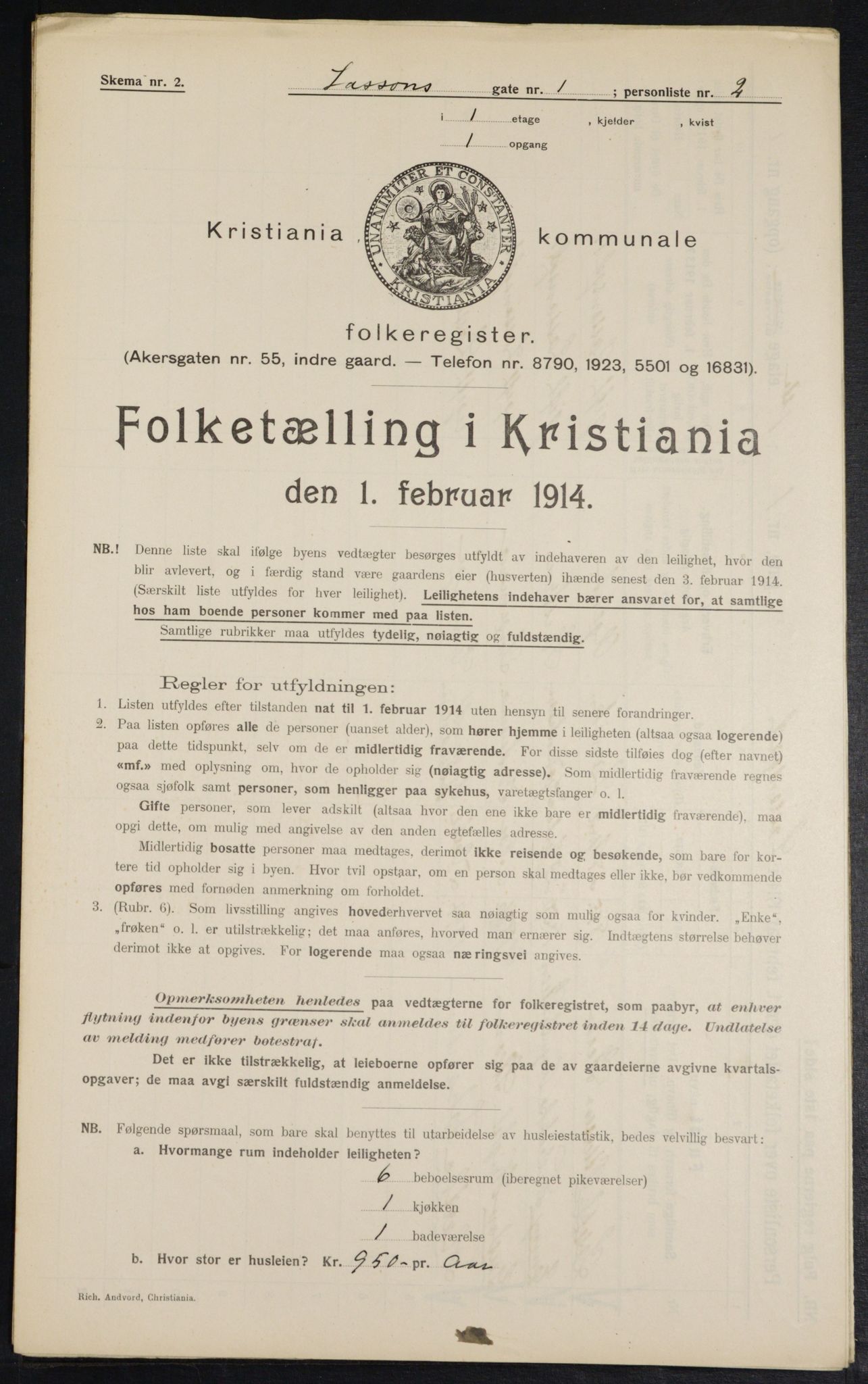 OBA, Municipal Census 1914 for Kristiania, 1914, p. 57114