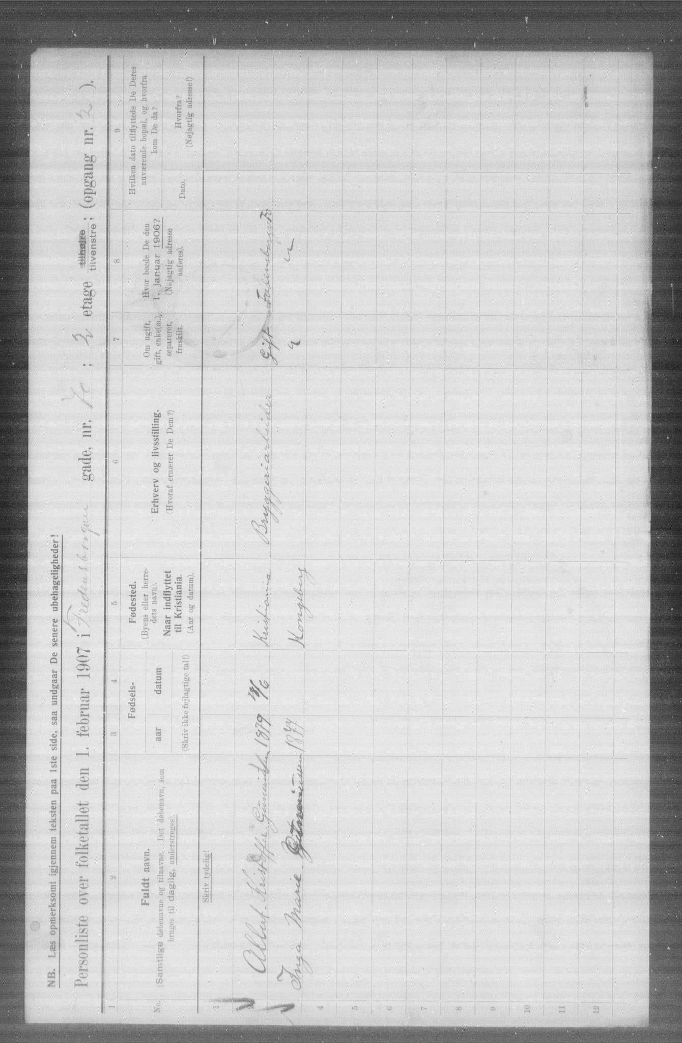 OBA, Municipal Census 1907 for Kristiania, 1907, p. 13493