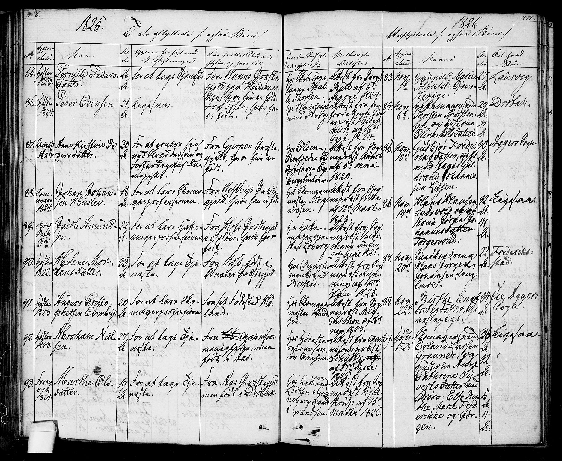 Oslo domkirke Kirkebøker, SAO/A-10752/F/Fa/L0022: Parish register (official) no. 22, 1824-1829, p. 416-417