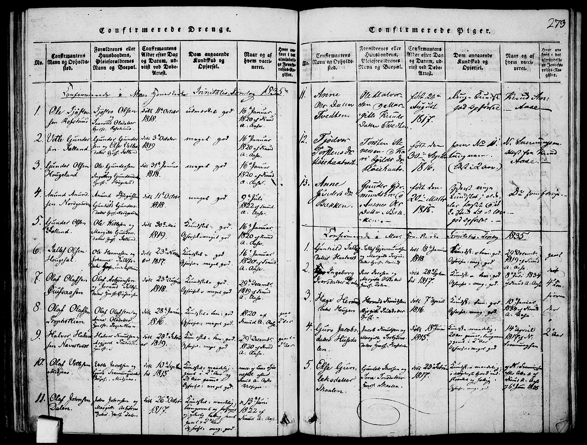 Mo kirkebøker, SAKO/A-286/F/Fa/L0004: Parish register (official) no. I 4, 1814-1844, p. 273