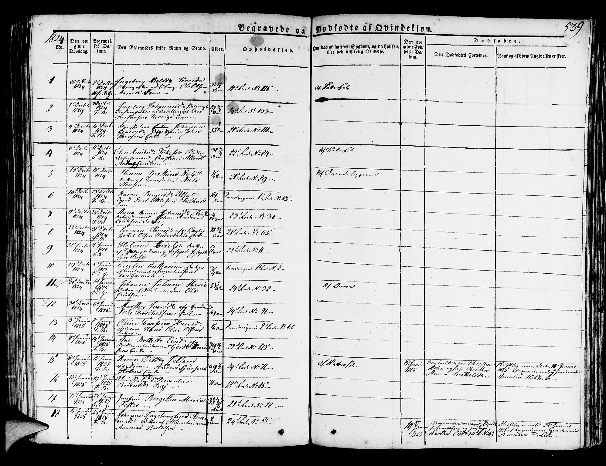 Korskirken sokneprestembete, AV/SAB-A-76101/H/Haa/L0014: Parish register (official) no. A 14, 1823-1835, p. 539