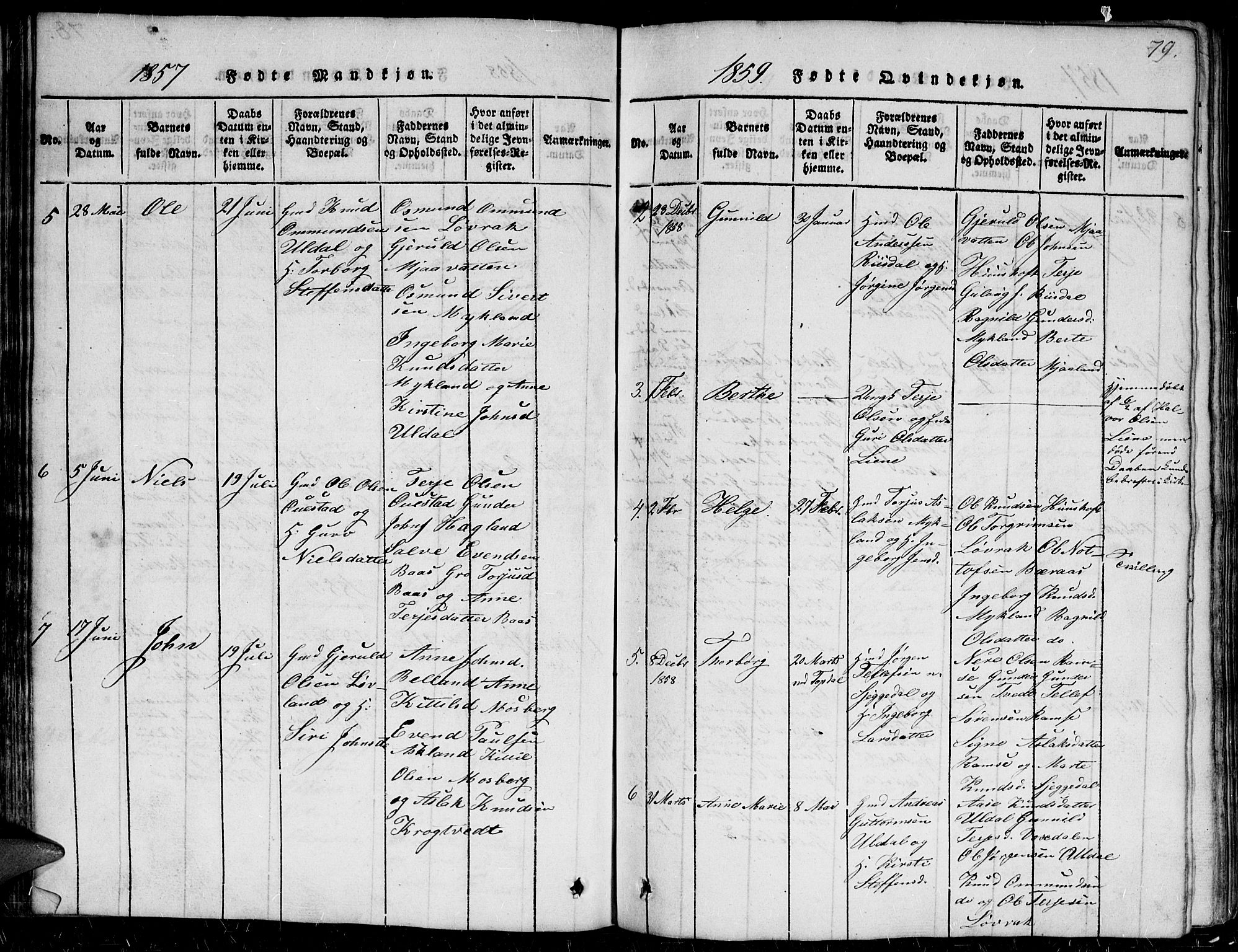 Herefoss sokneprestkontor, AV/SAK-1111-0019/F/Fb/Fbc/L0001: Parish register (copy) no. B 1, 1816-1866, p. 79