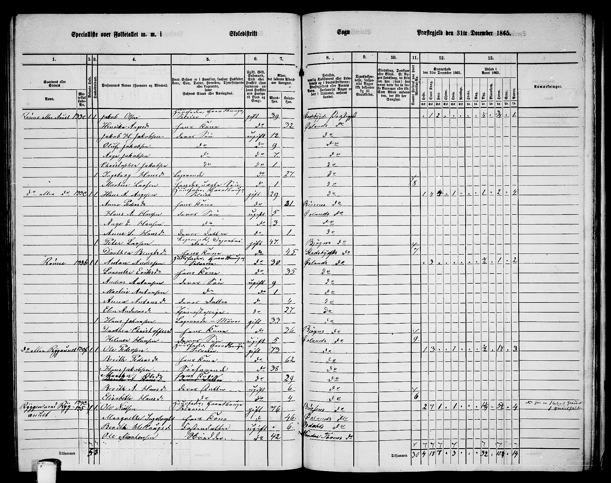 RA, 1865 census for Ørland, 1865, p. 119