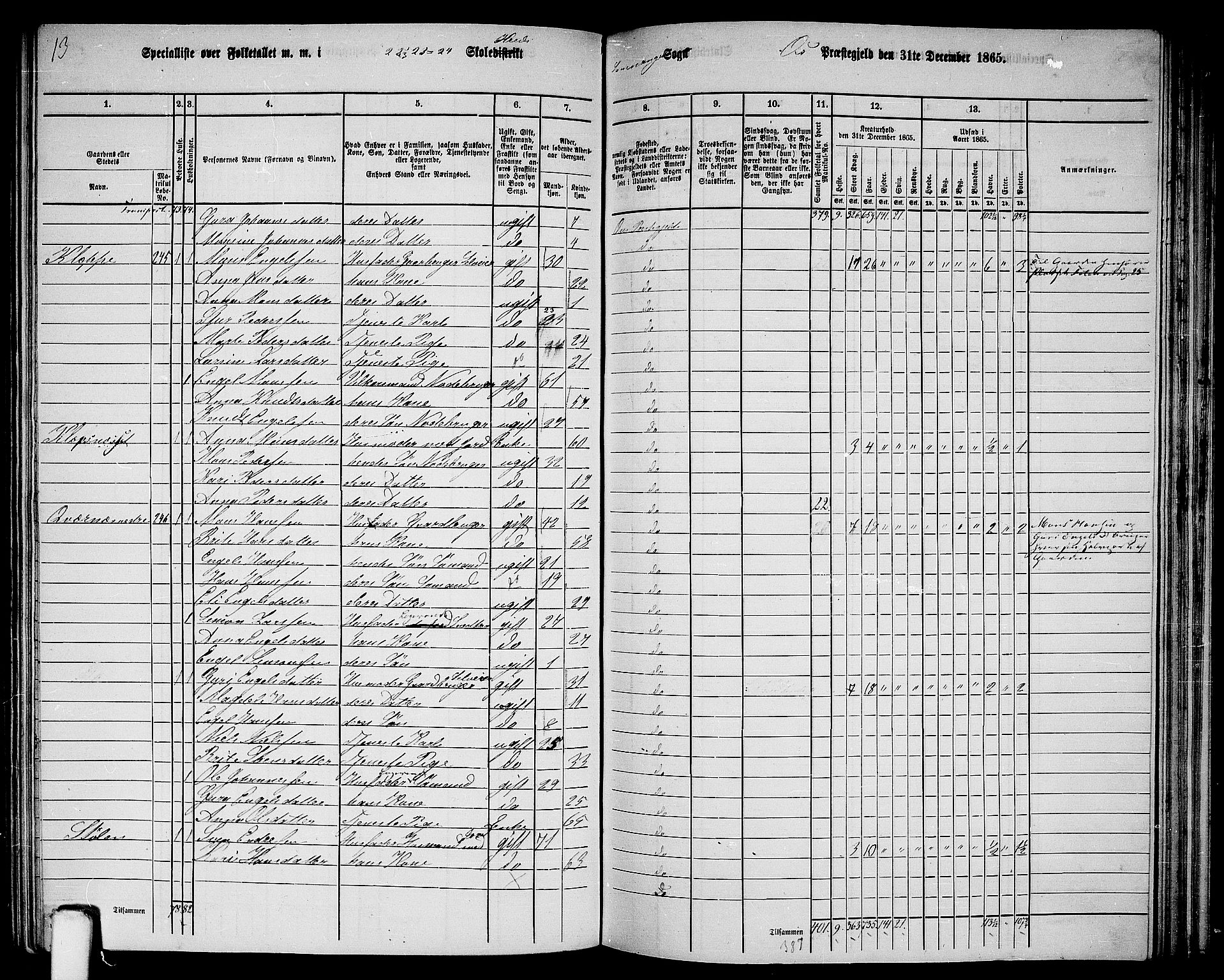 RA, 1865 census for Os, 1865, p. 150