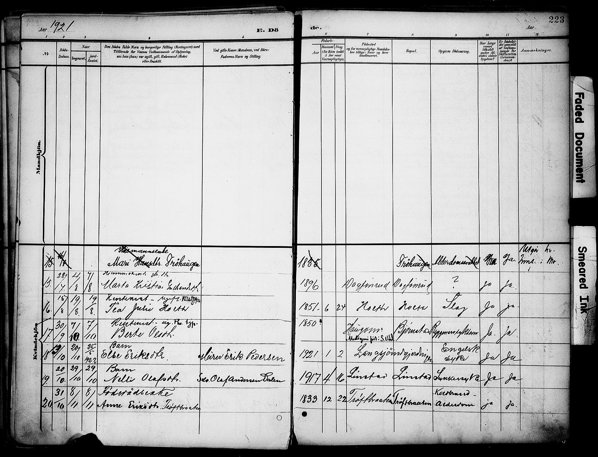 Nord-Odal prestekontor, AV/SAH-PREST-032/H/Ha/Haa/L0007: Parish register (official) no. 7, 1902-1926, p. 223