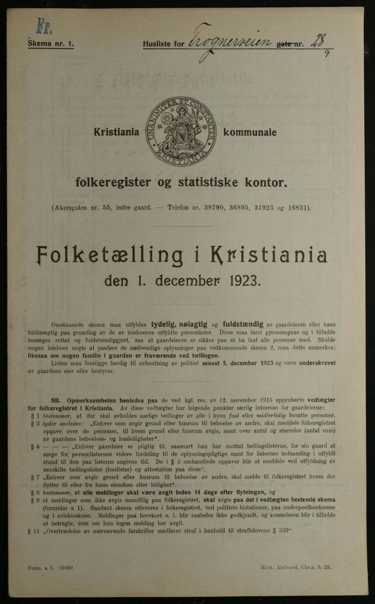 OBA, Municipal Census 1923 for Kristiania, 1923, p. 30938