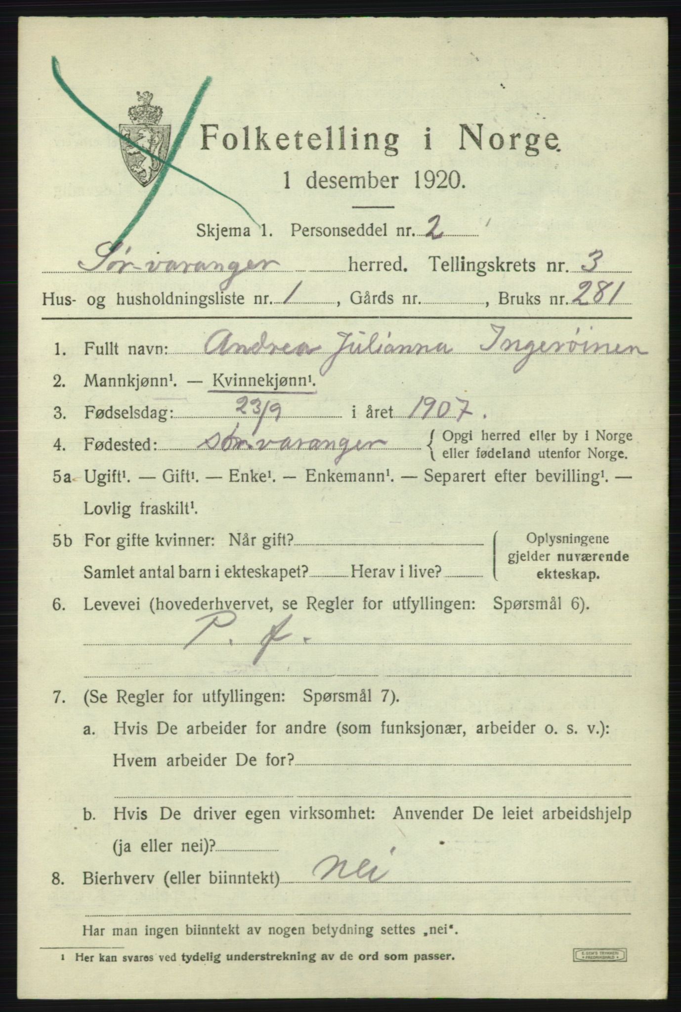 SATØ, 1920 census for Sør-Varanger, 1920, p. 2388