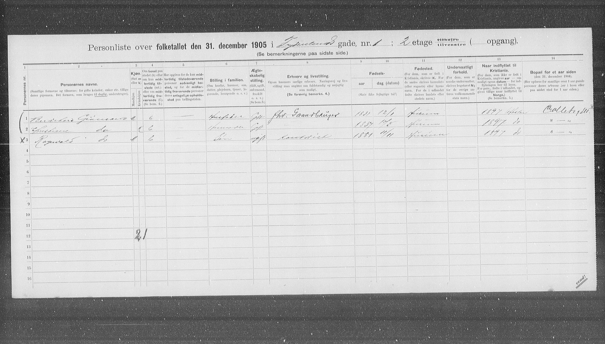 OBA, Municipal Census 1905 for Kristiania, 1905, p. 14474