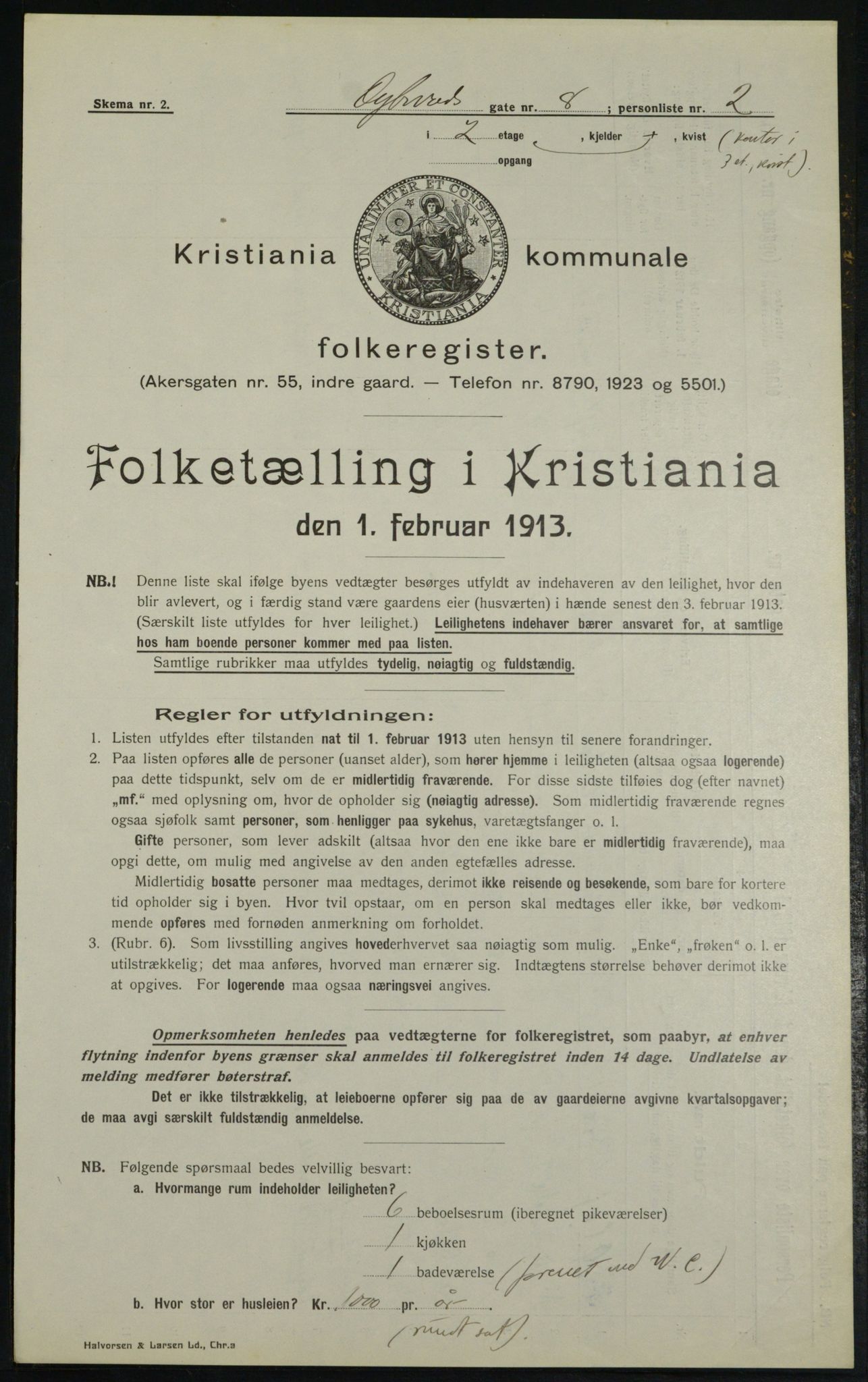 OBA, Municipal Census 1913 for Kristiania, 1913, p. 17618