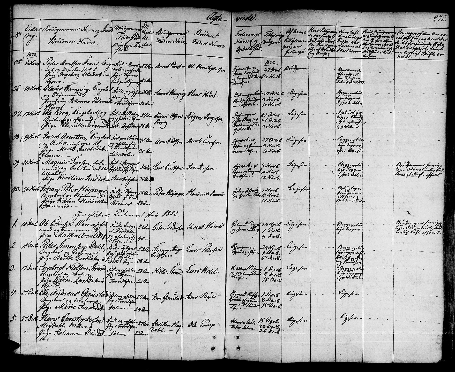 Ministerialprotokoller, klokkerbøker og fødselsregistre - Sør-Trøndelag, AV/SAT-A-1456/601/L0045: Parish register (official) no. 601A13, 1821-1831, p. 272